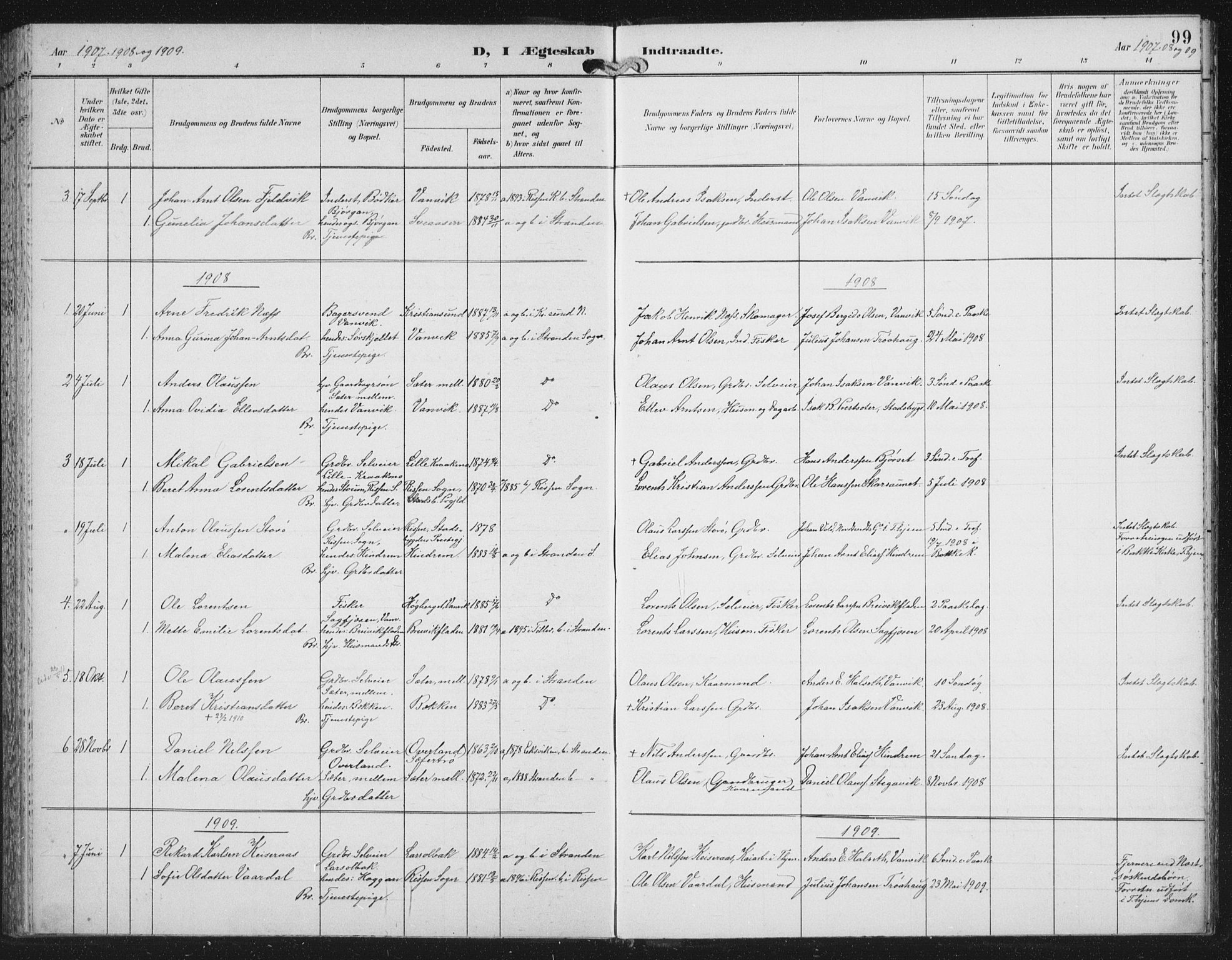 Ministerialprotokoller, klokkerbøker og fødselsregistre - Nord-Trøndelag, SAT/A-1458/702/L0024: Parish register (official) no. 702A02, 1898-1914, p. 99