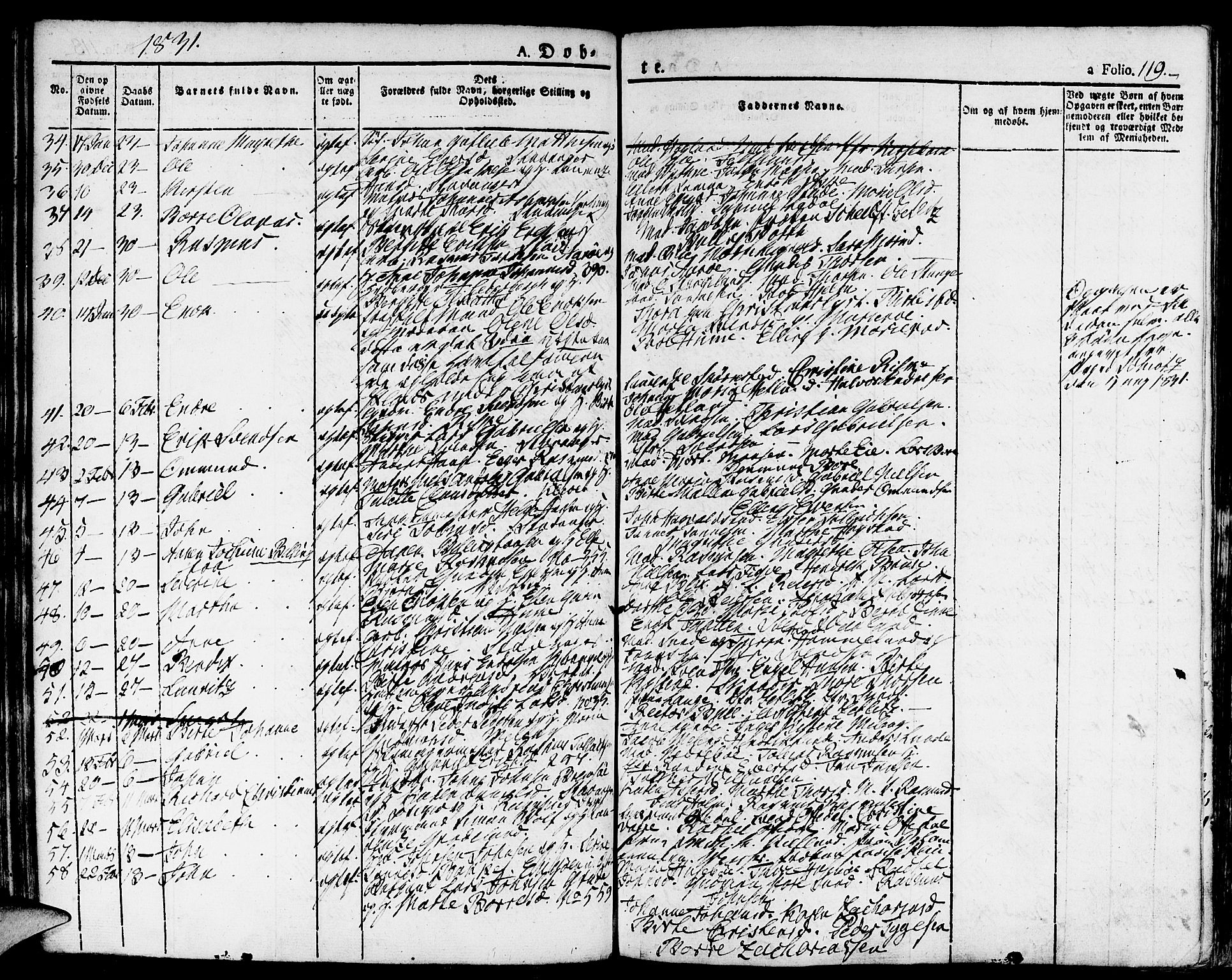 Domkirken sokneprestkontor, SAST/A-101812/001/30/30BA/L0009: Parish register (official) no. A 9, 1821-1832, p. 119