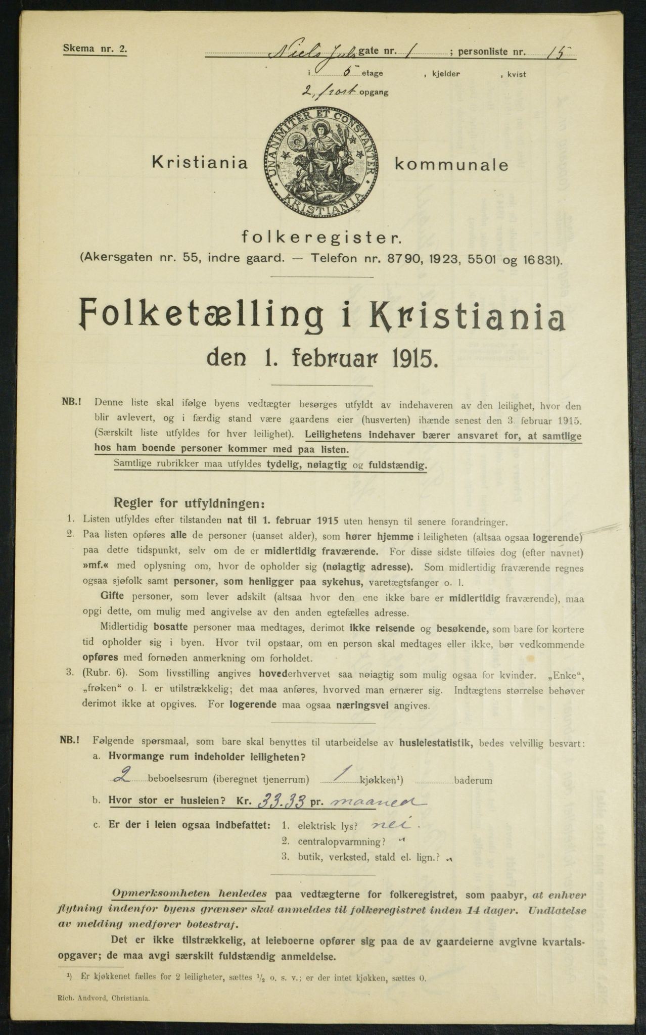 OBA, Municipal Census 1915 for Kristiania, 1915, p. 69545