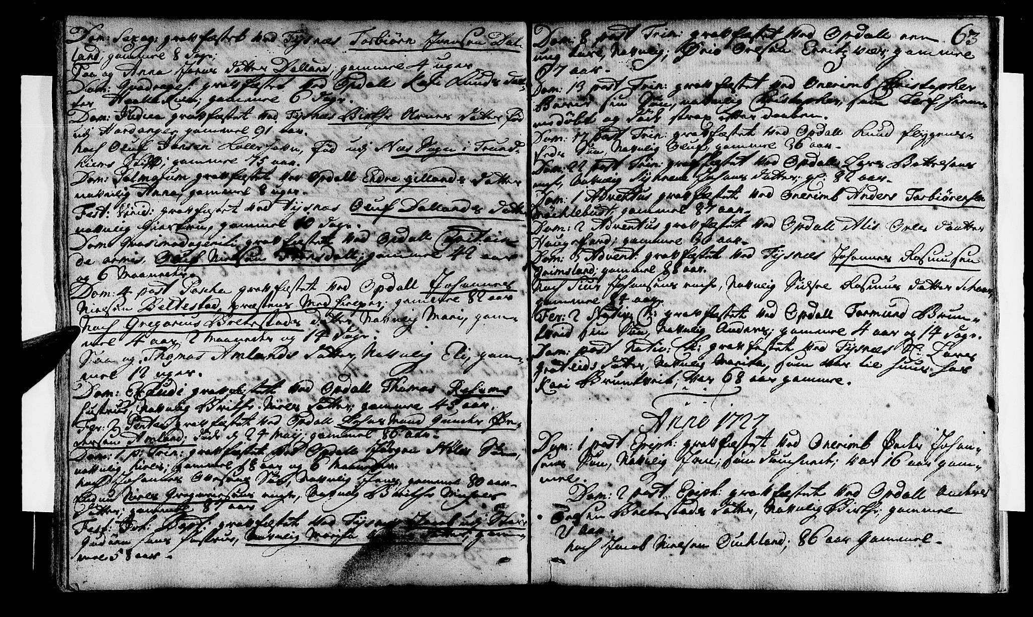 Tysnes sokneprestembete, AV/SAB-A-78601/H/Haa: Parish register (official) no. A 1, 1723-1731, p. 63