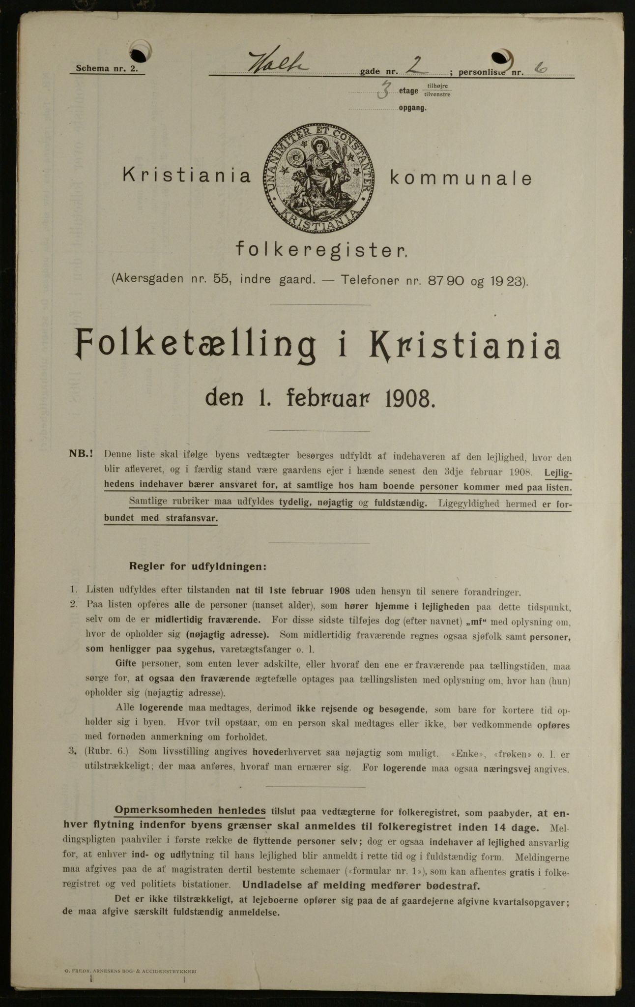 OBA, Municipal Census 1908 for Kristiania, 1908, p. 37001