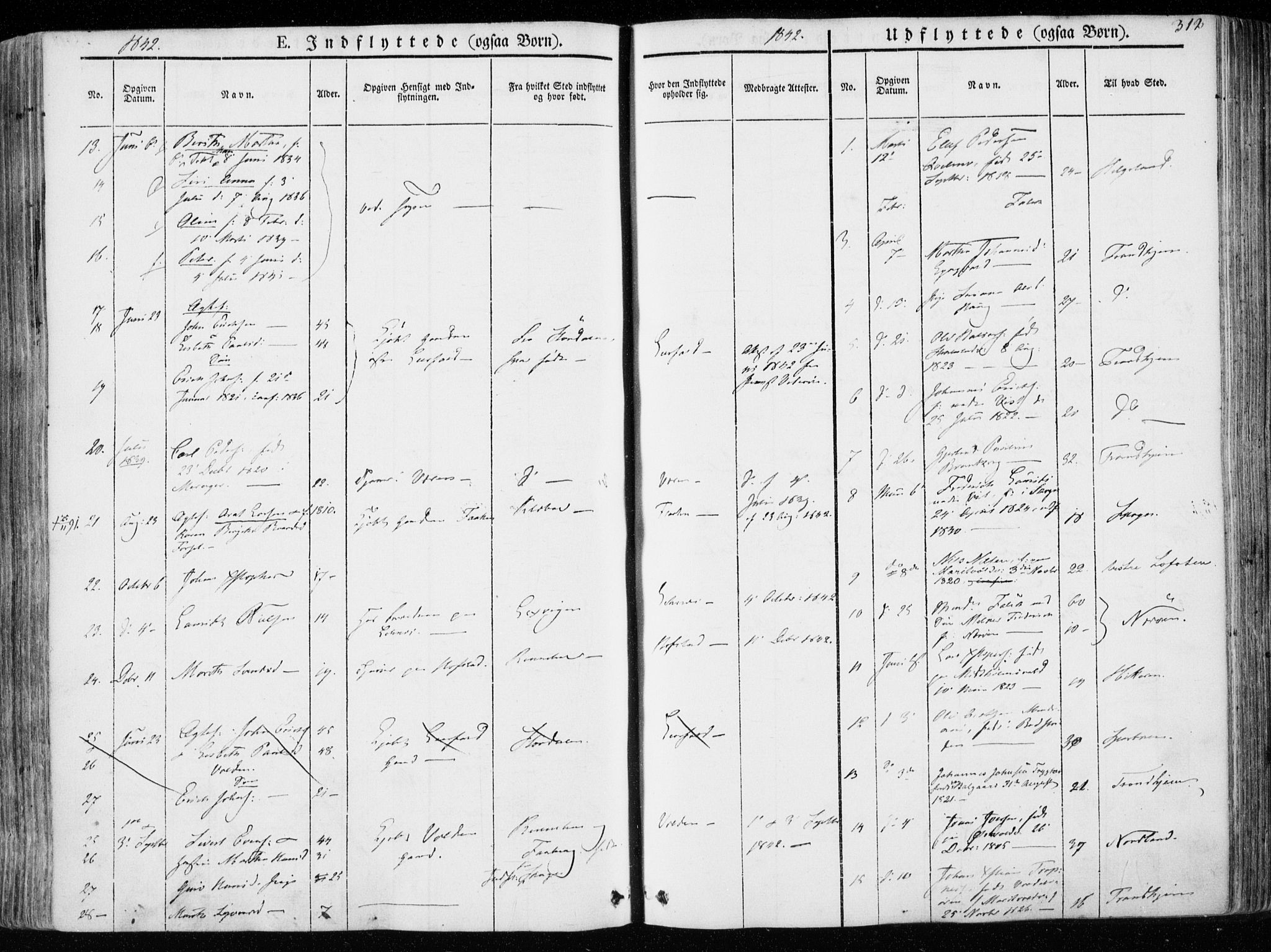 Ministerialprotokoller, klokkerbøker og fødselsregistre - Nord-Trøndelag, SAT/A-1458/723/L0239: Parish register (official) no. 723A08, 1841-1851, p. 312