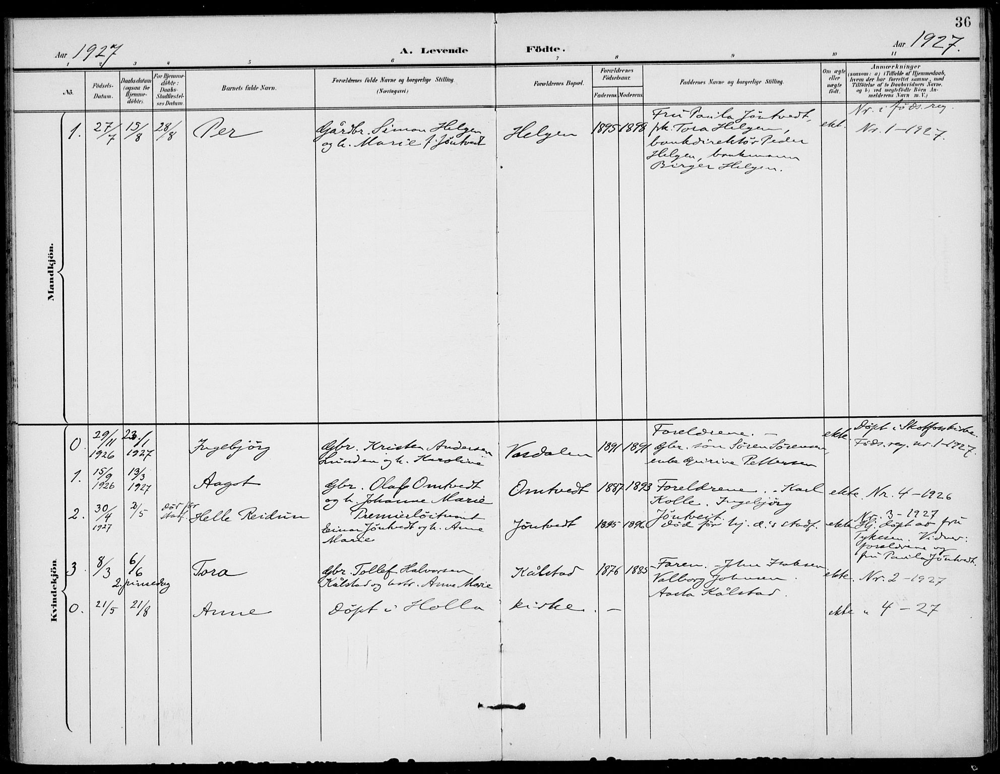 Holla kirkebøker, AV/SAKO-A-272/F/Fa/L0011: Parish register (official) no. 11, 1897-1928, p. 36