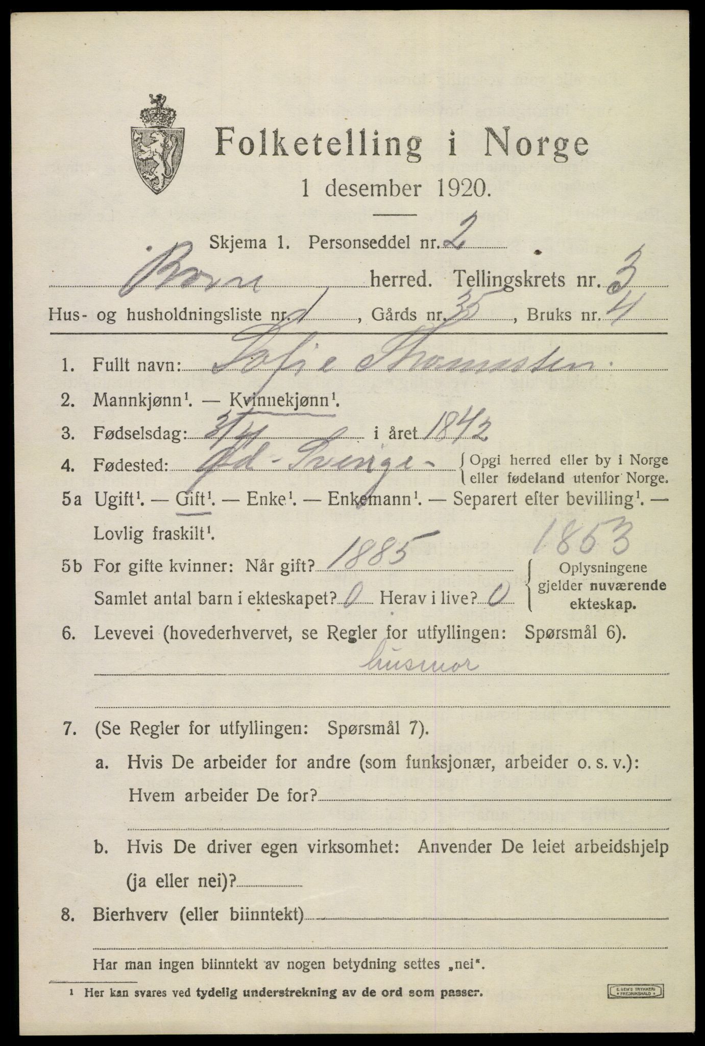 SAKO, 1920 census for Borre, 1920, p. 6098