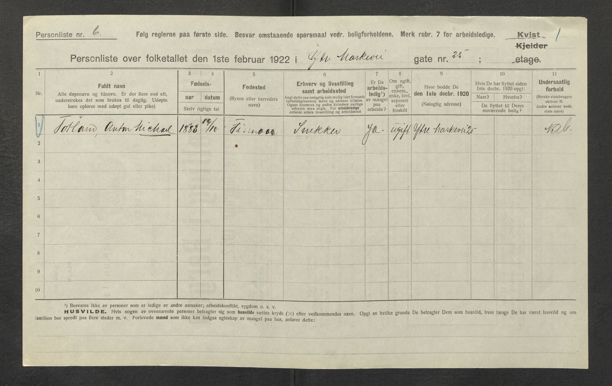 SAB, Municipal Census 1922 for Bergen, 1922, p. 24451