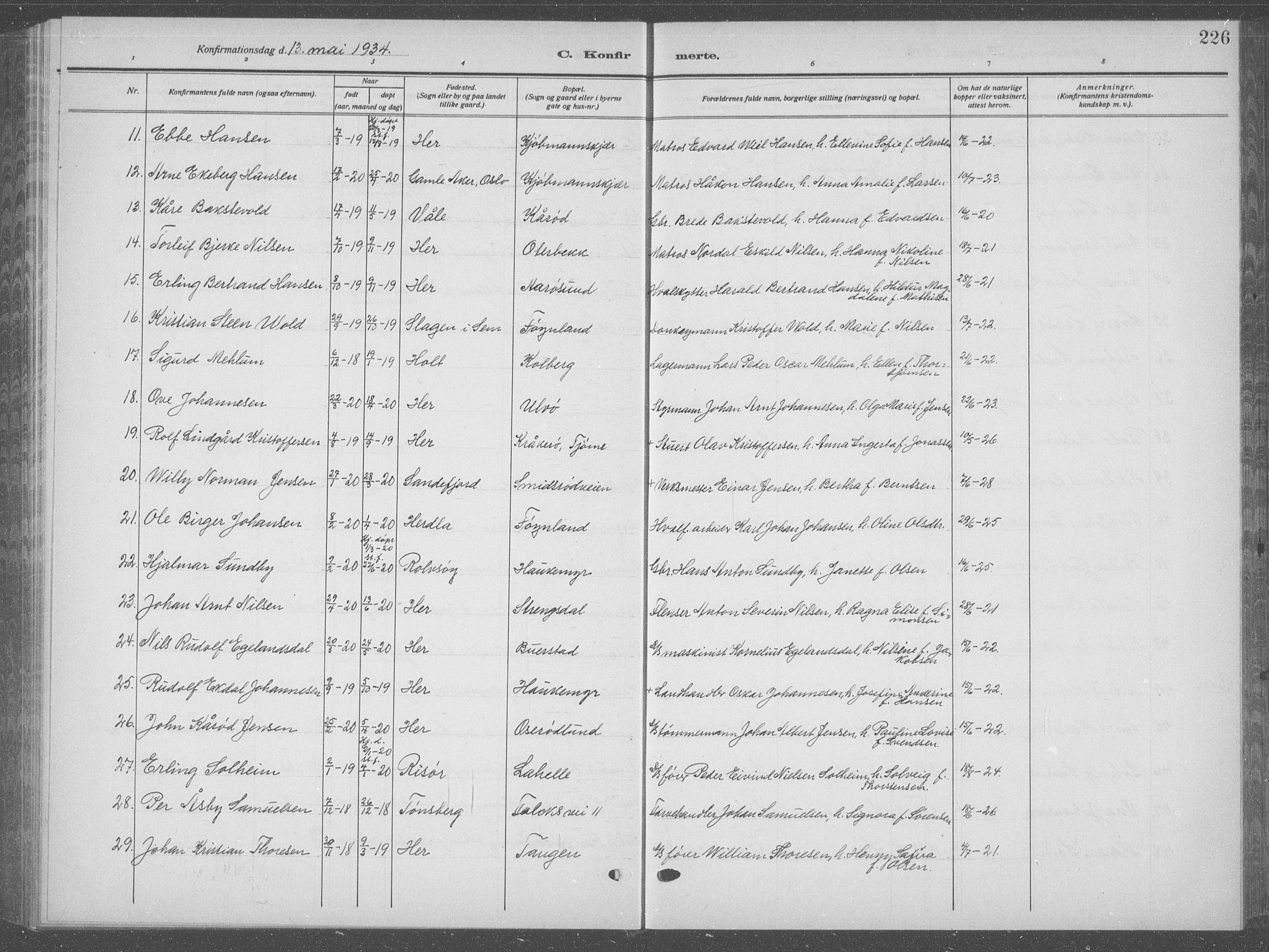 Nøtterøy kirkebøker, AV/SAKO-A-354/G/Ga/L0006: Parish register (copy) no. I 6, 1925-1939, p. 226