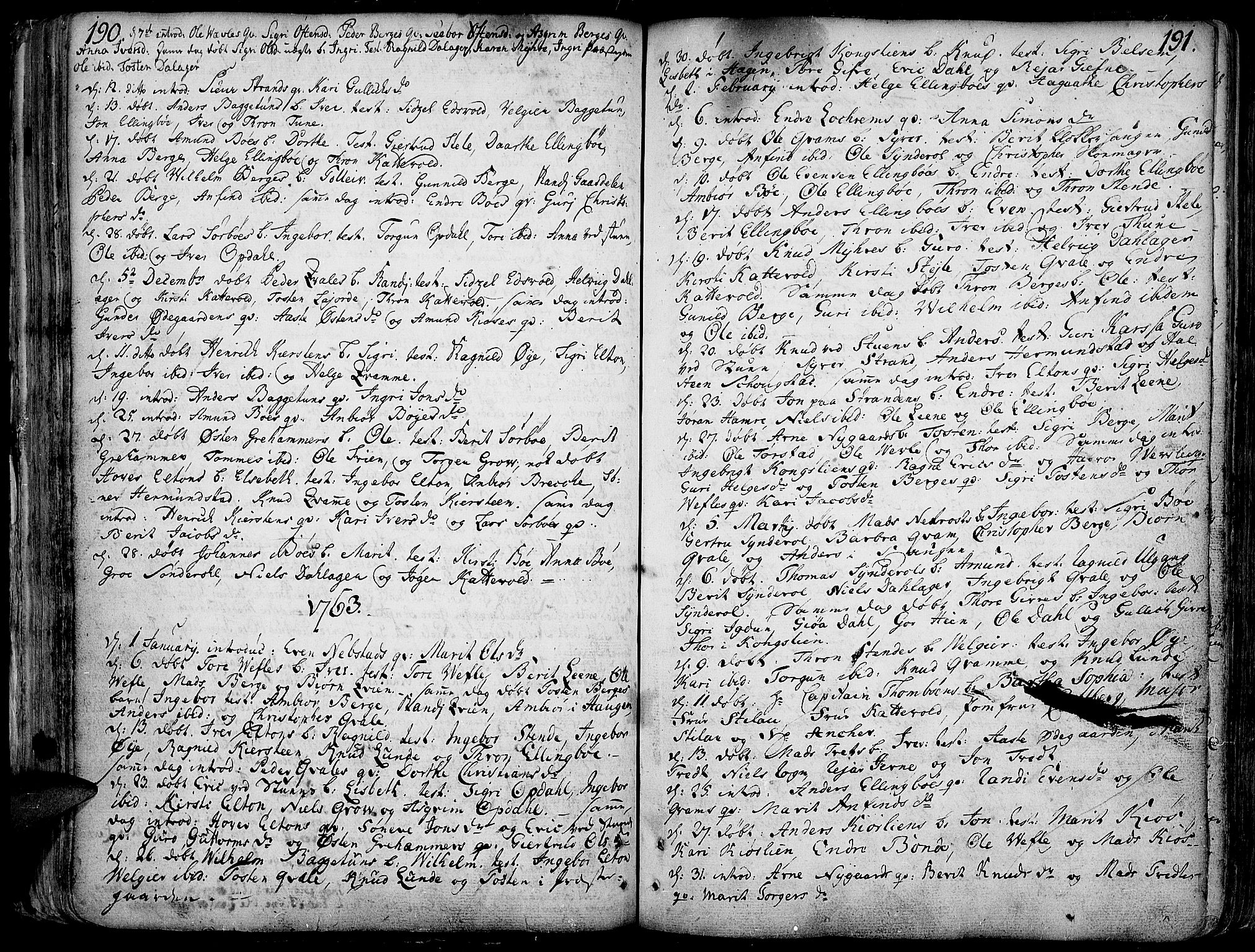 Vang prestekontor, Valdres, AV/SAH-PREST-140/H/Ha/L0001: Parish register (official) no. 1, 1730-1796, p. 190-191