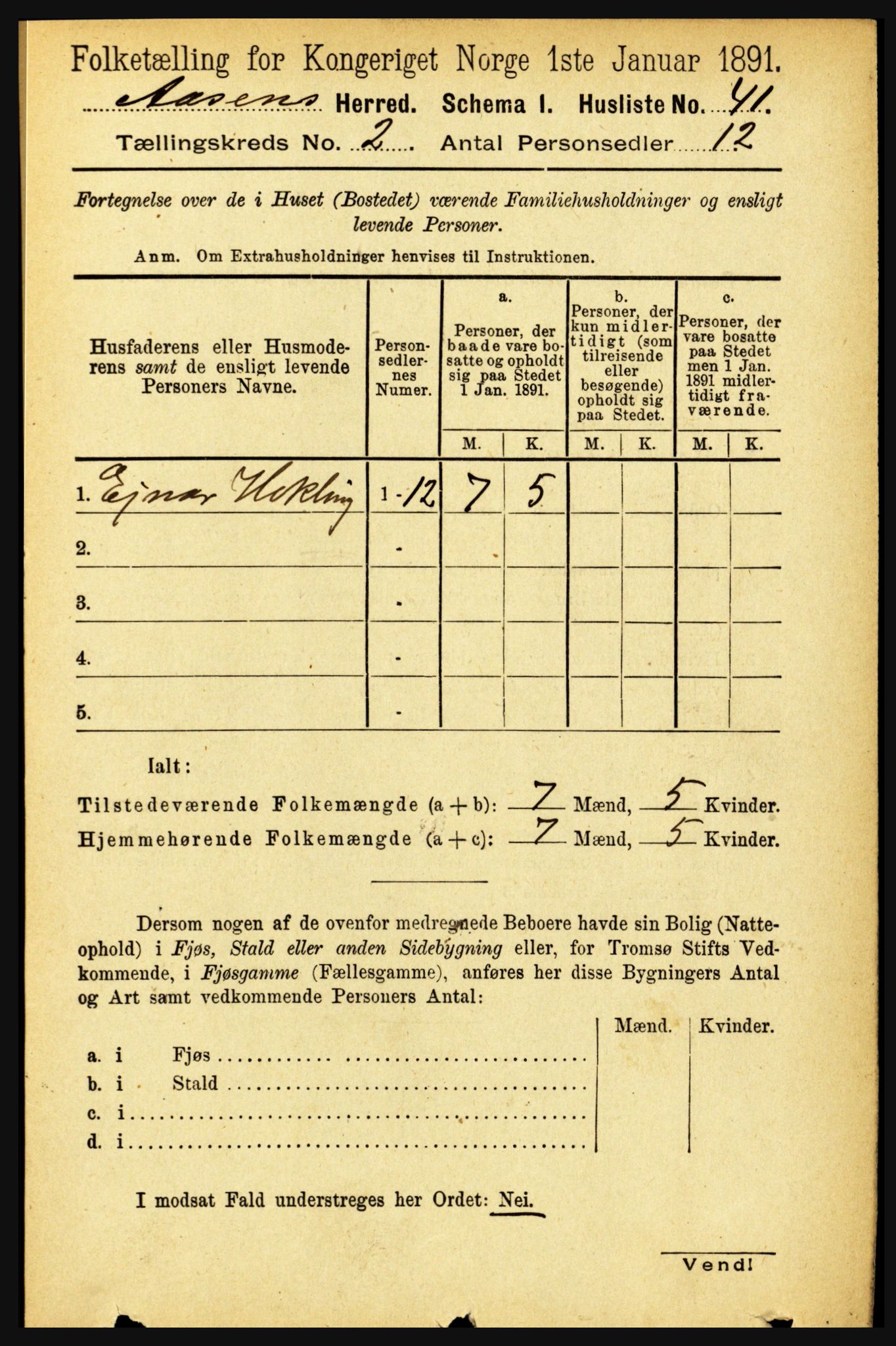 RA, 1891 census for 1716 Åsen, 1891, p. 601