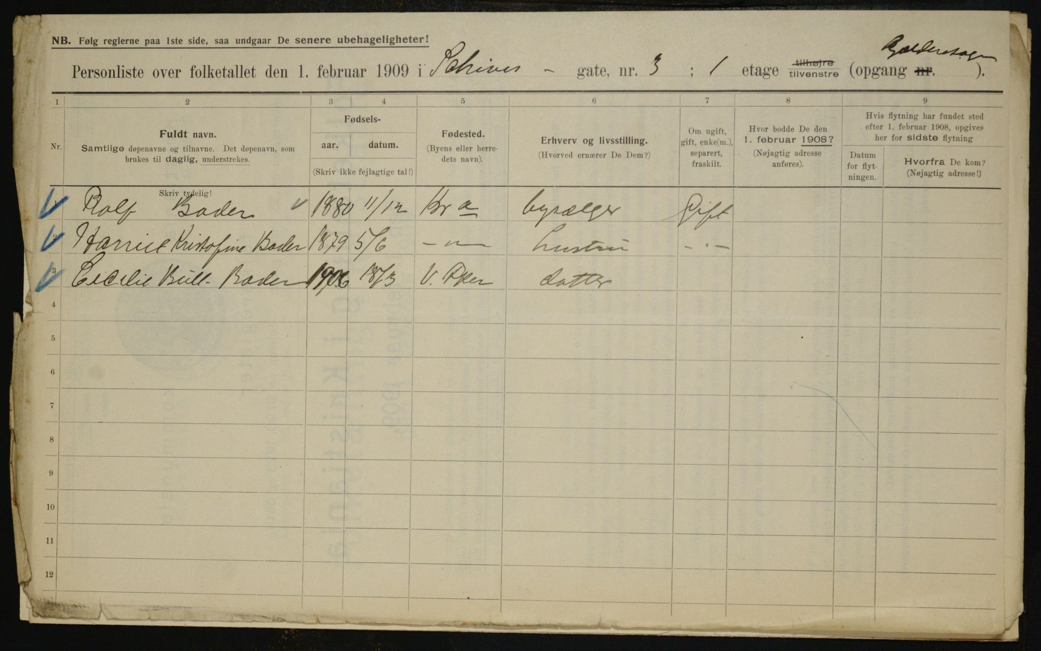 OBA, Municipal Census 1909 for Kristiania, 1909, p. 81427