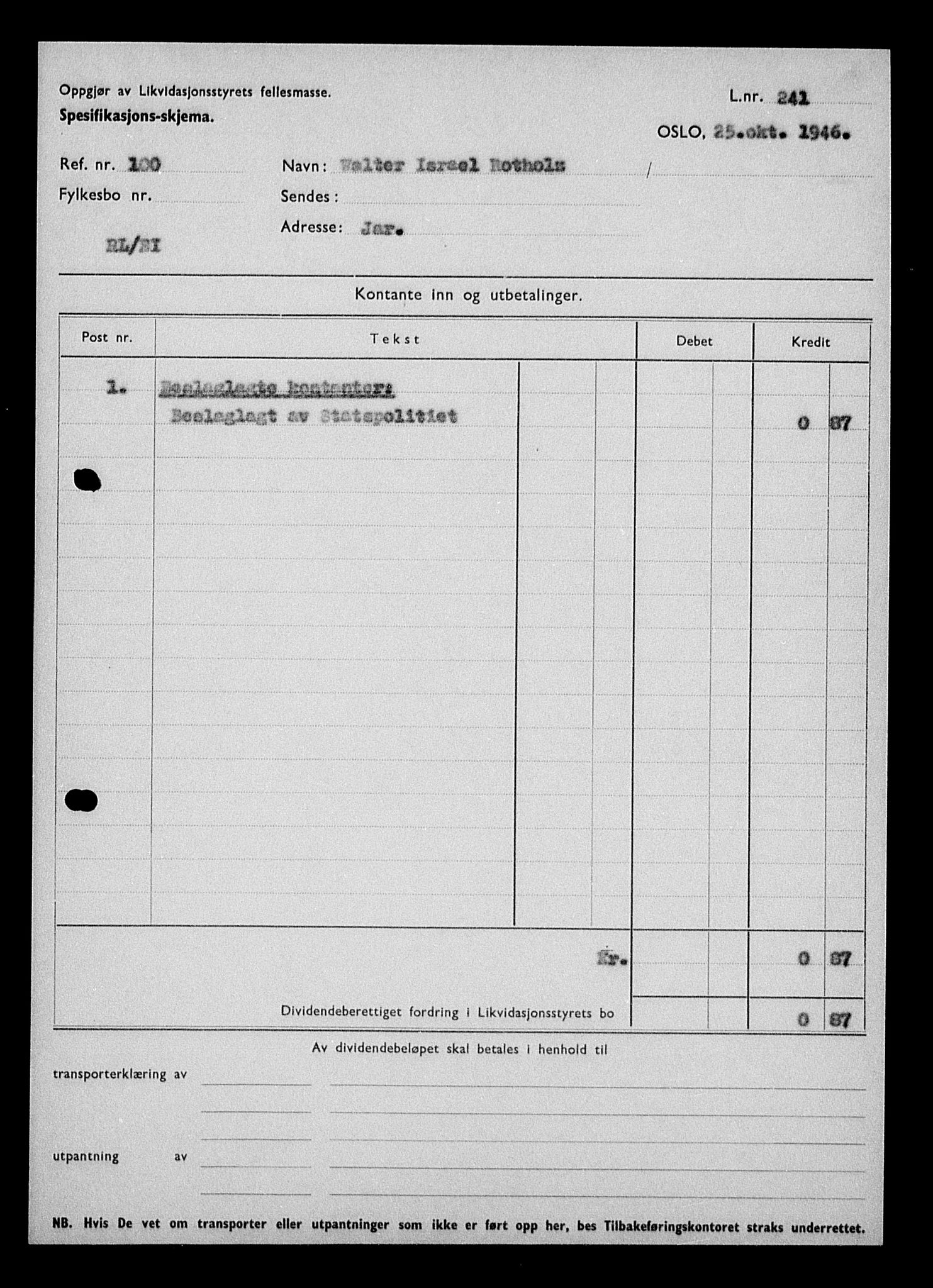 Justisdepartementet, Tilbakeføringskontoret for inndratte formuer, RA/S-1564/H/Hc/Hcc/L0974: --, 1945-1947, p. 286