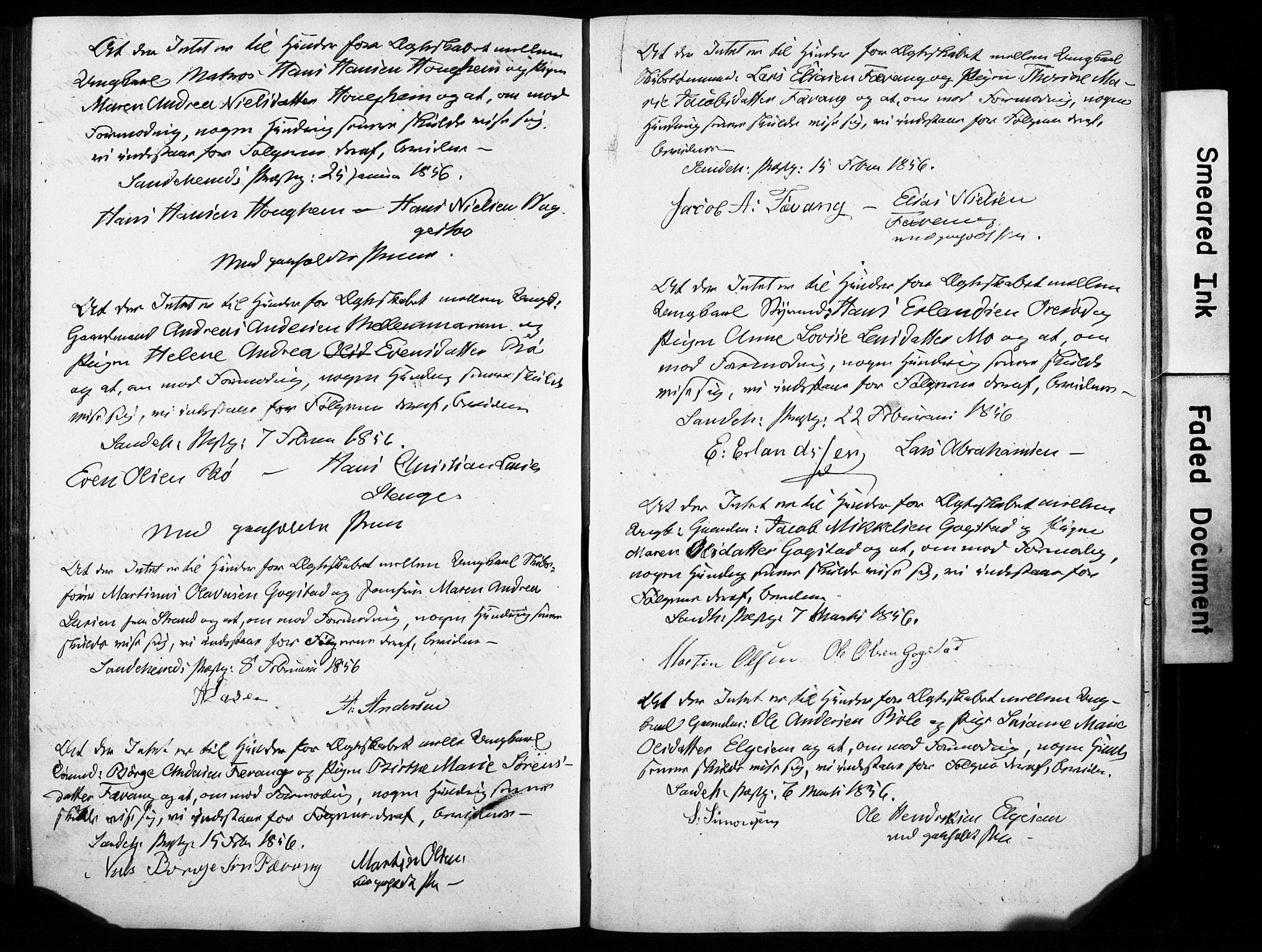 Sandar kirkebøker, SAKO/A-243/H/Ha/L000I: Banns register no. I, 1854-1859