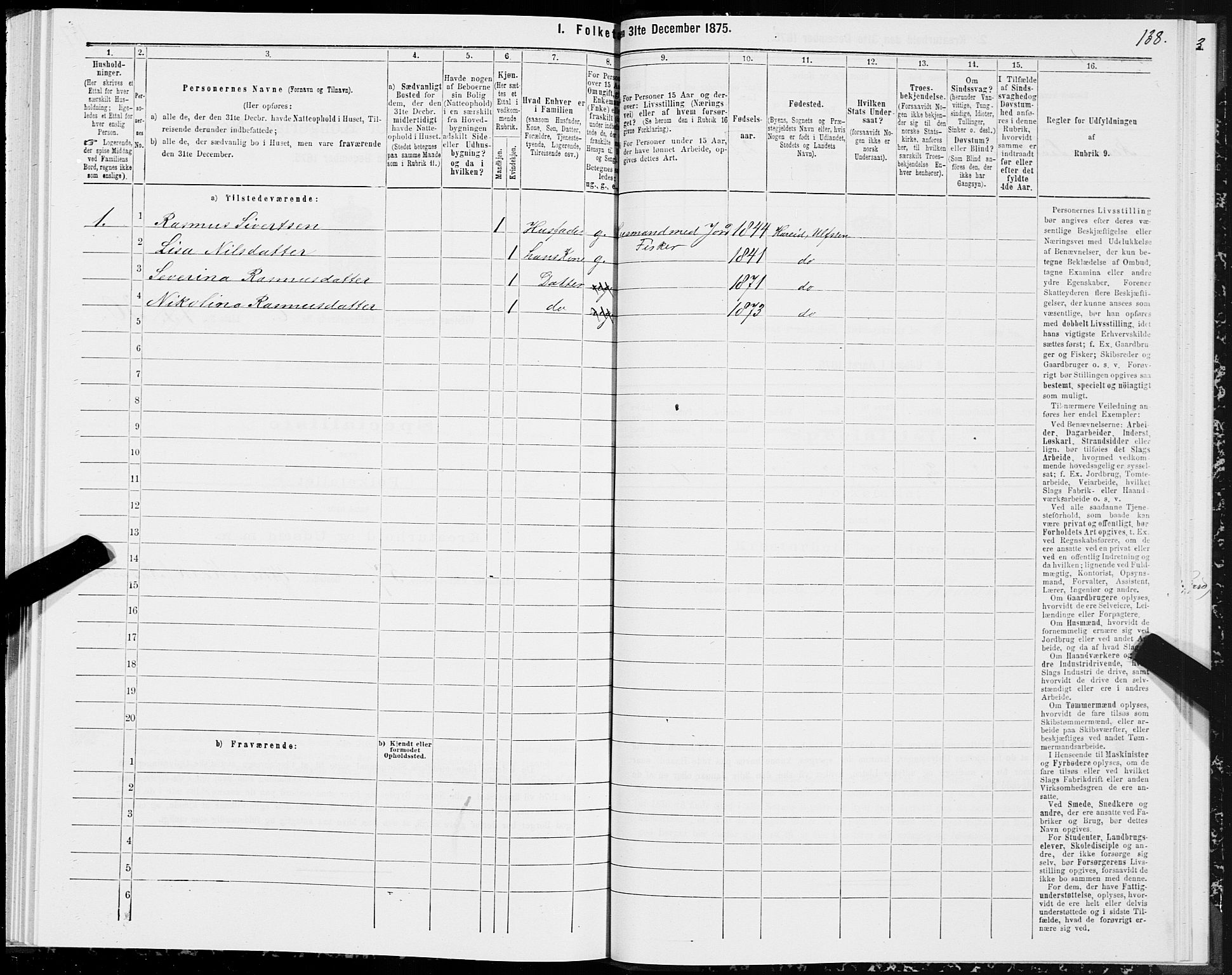 SAT, 1875 census for 1516P Ulstein, 1875, p. 3138