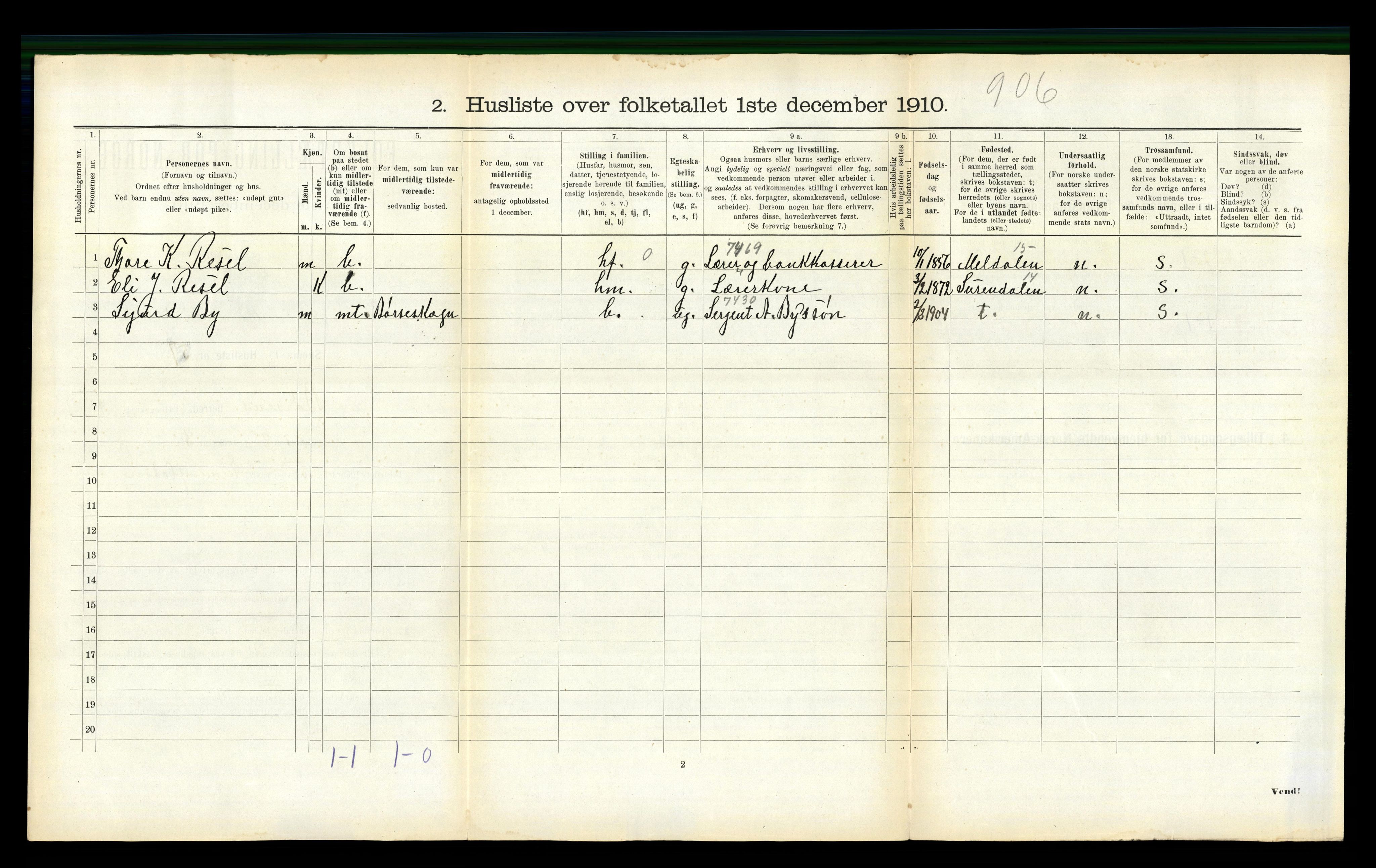 RA, 1910 census for Børsa, 1910, p. 132