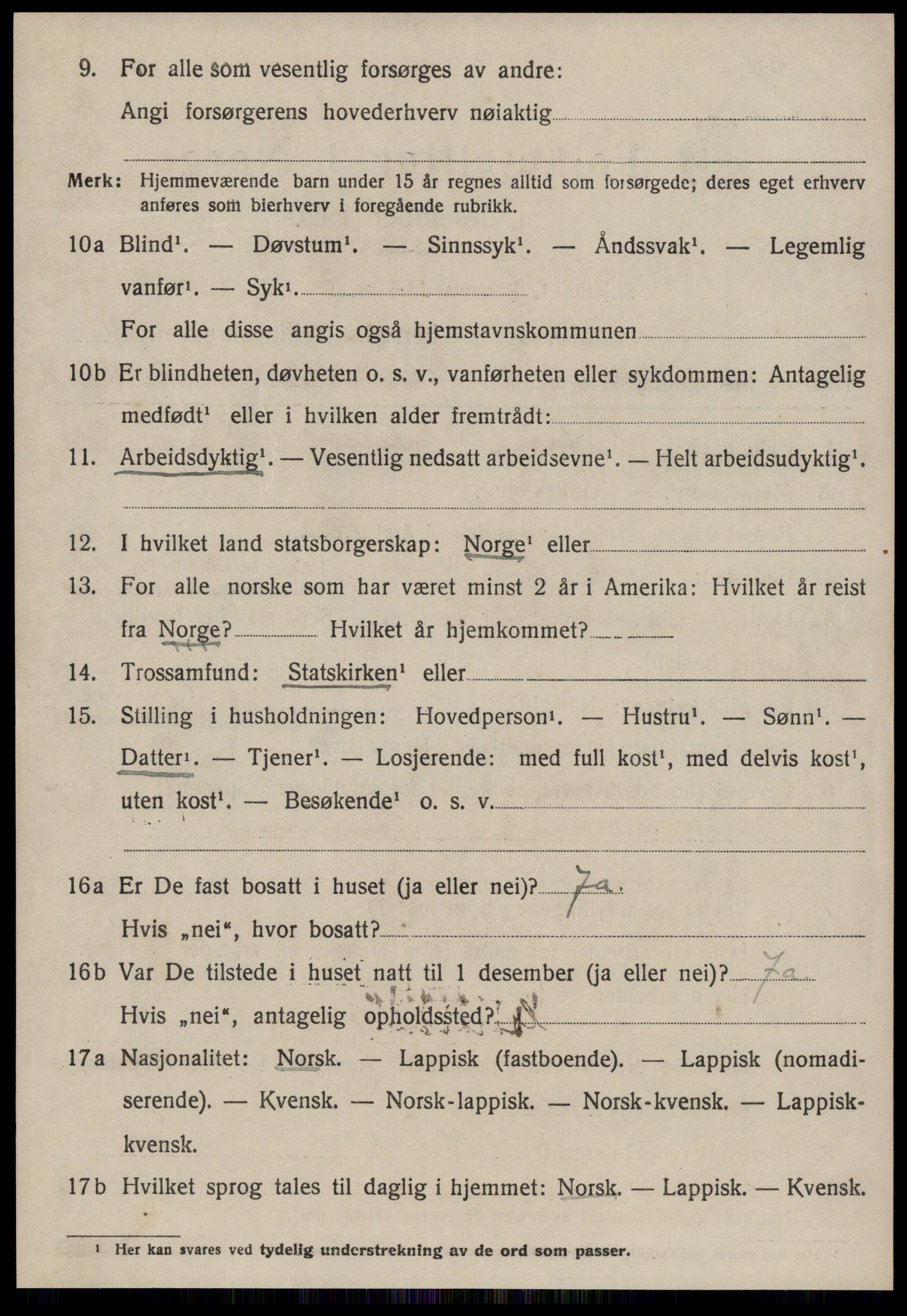 SAT, 1920 census for Rennebu, 1920, p. 2541