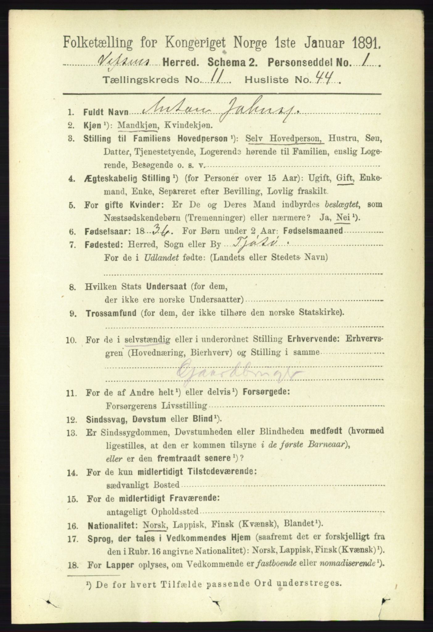 RA, 1891 census for 1824 Vefsn, 1891, p. 5903