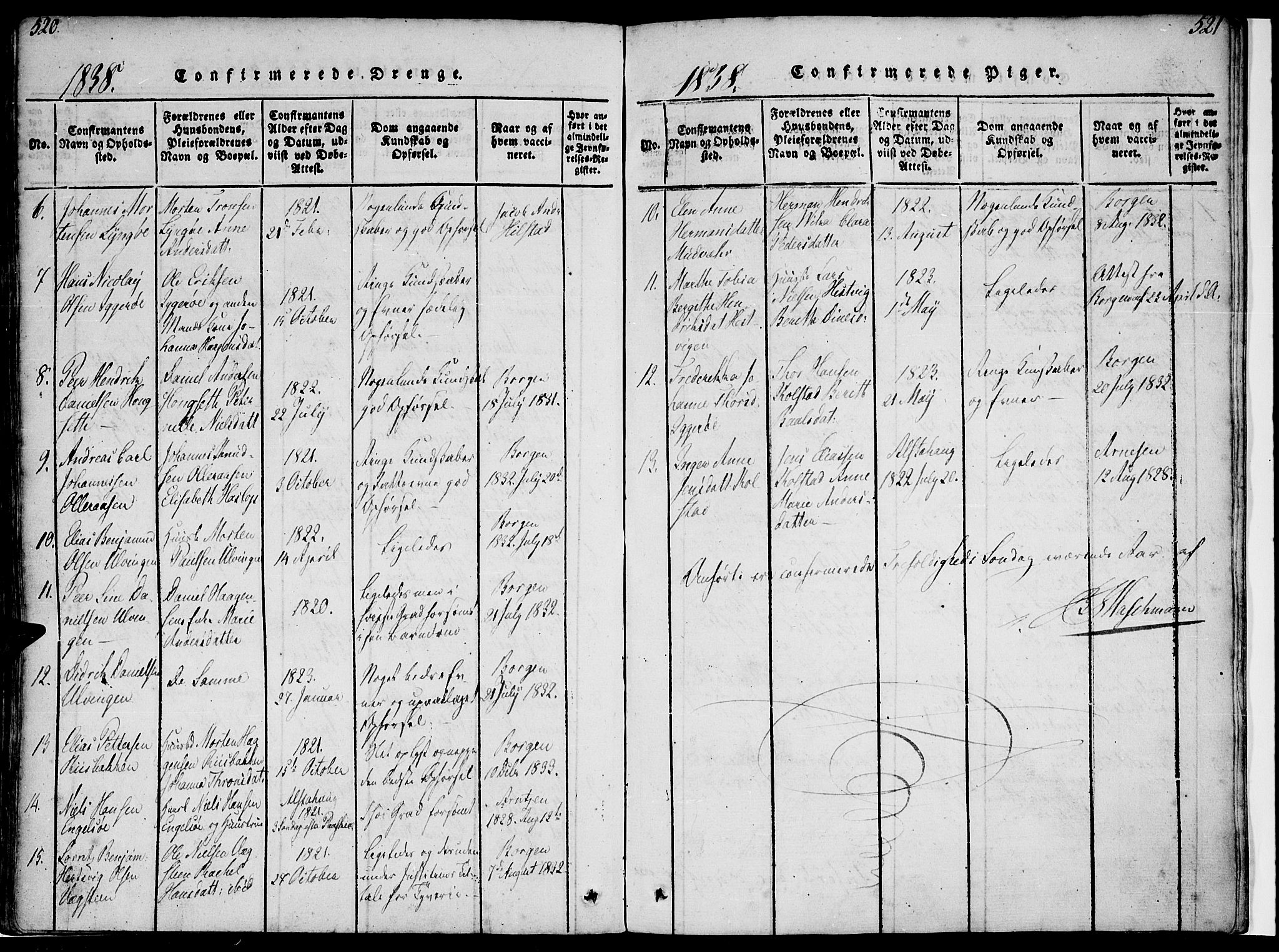 Ministerialprotokoller, klokkerbøker og fødselsregistre - Nordland, AV/SAT-A-1459/816/L0239: Parish register (official) no. 816A05, 1820-1845, p. 520-521