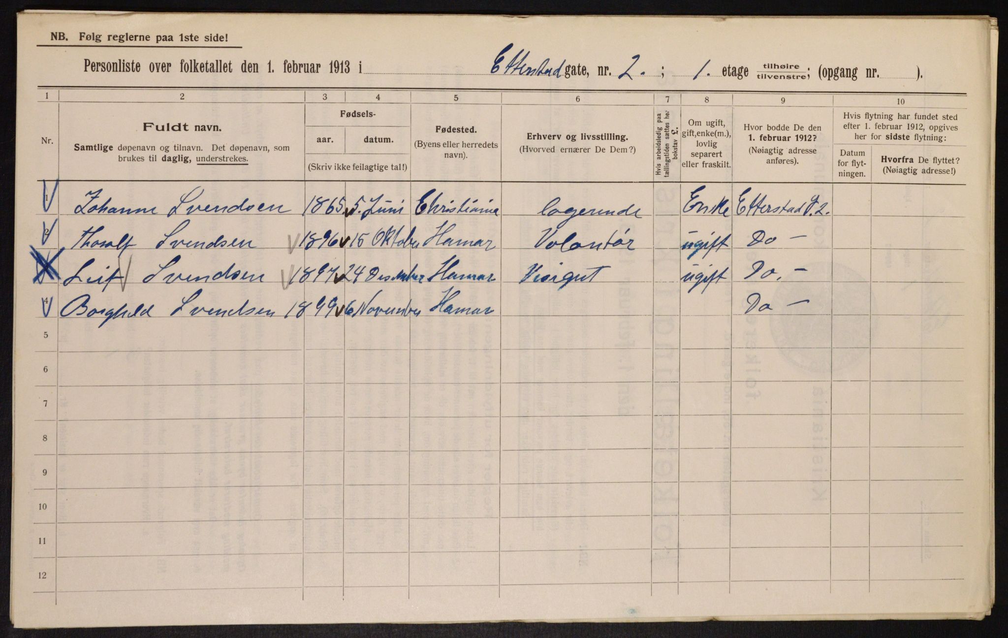 OBA, Municipal Census 1913 for Kristiania, 1913, p. 22460