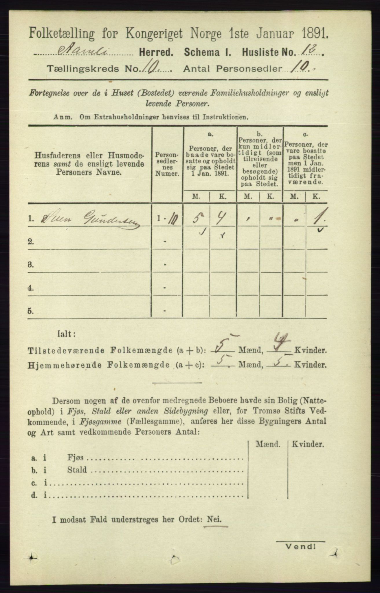 RA, 1891 census for 0929 Åmli, 1891, p. 1658