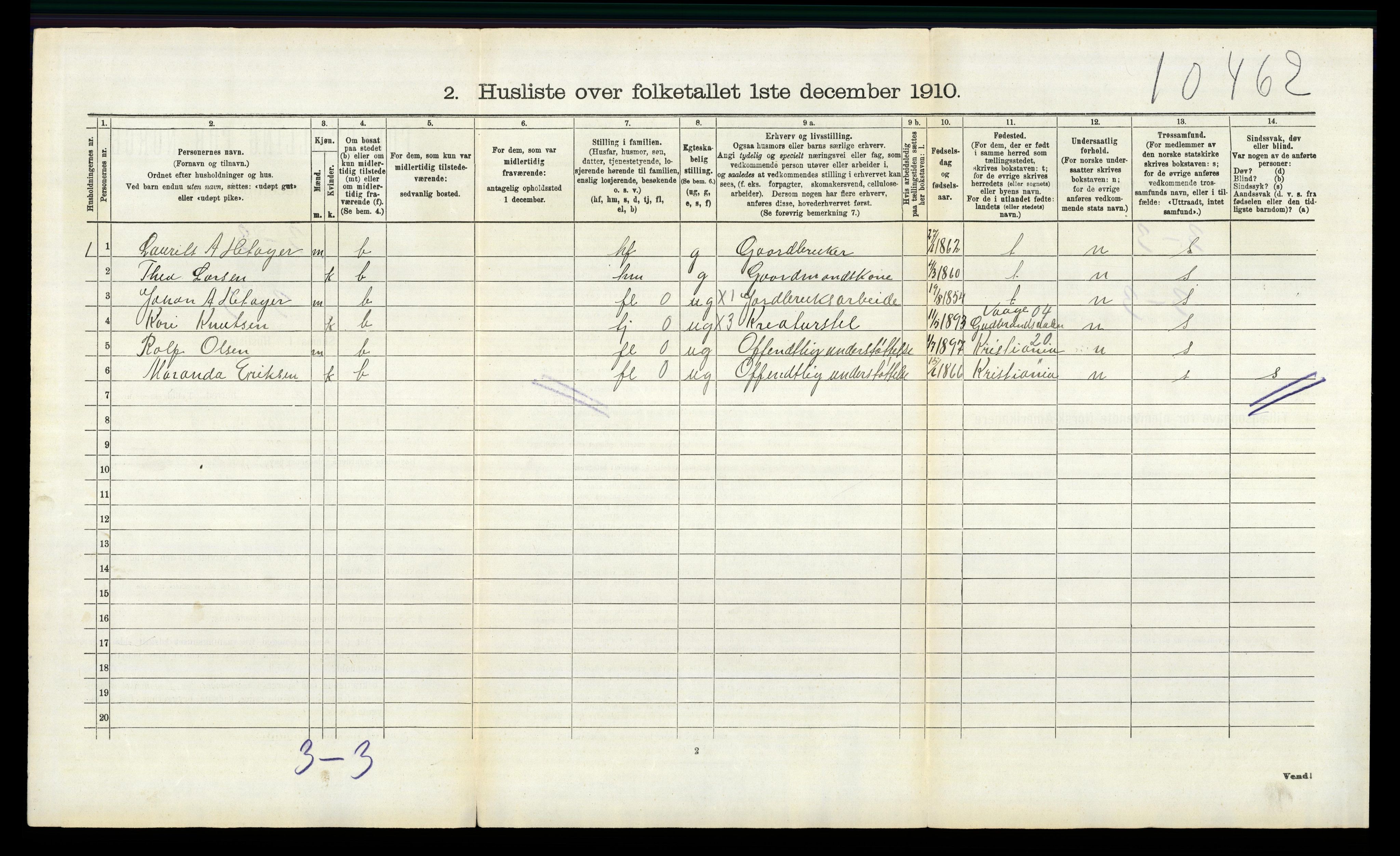 RA, 1910 census for Nannestad, 1910, p. 1074