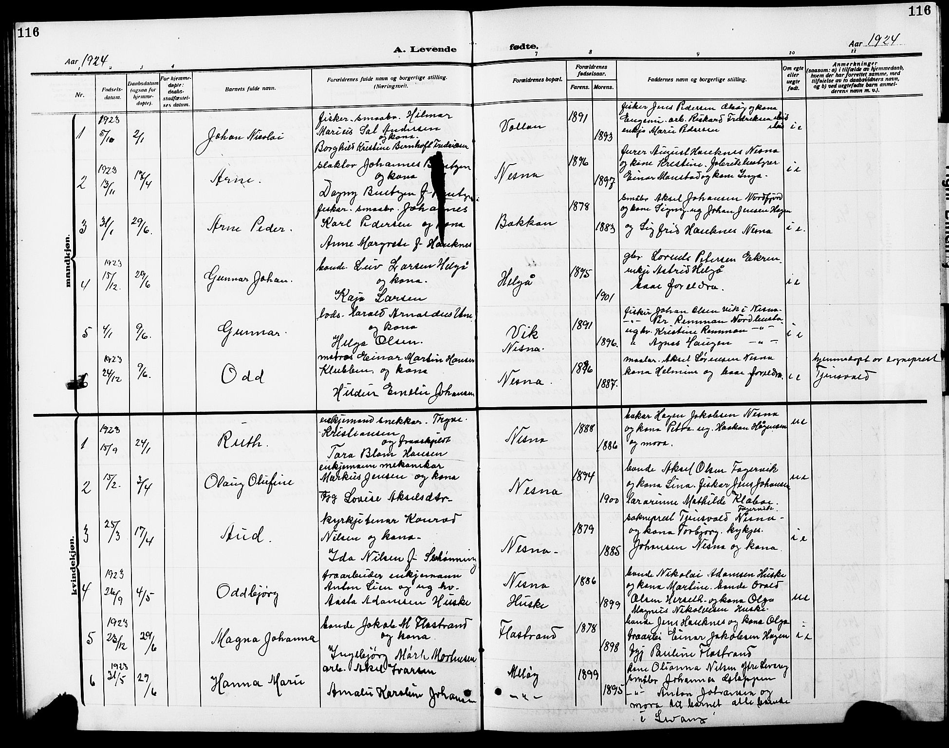 Ministerialprotokoller, klokkerbøker og fødselsregistre - Nordland, SAT/A-1459/838/L0560: Parish register (copy) no. 838C07, 1910-1928, p. 116
