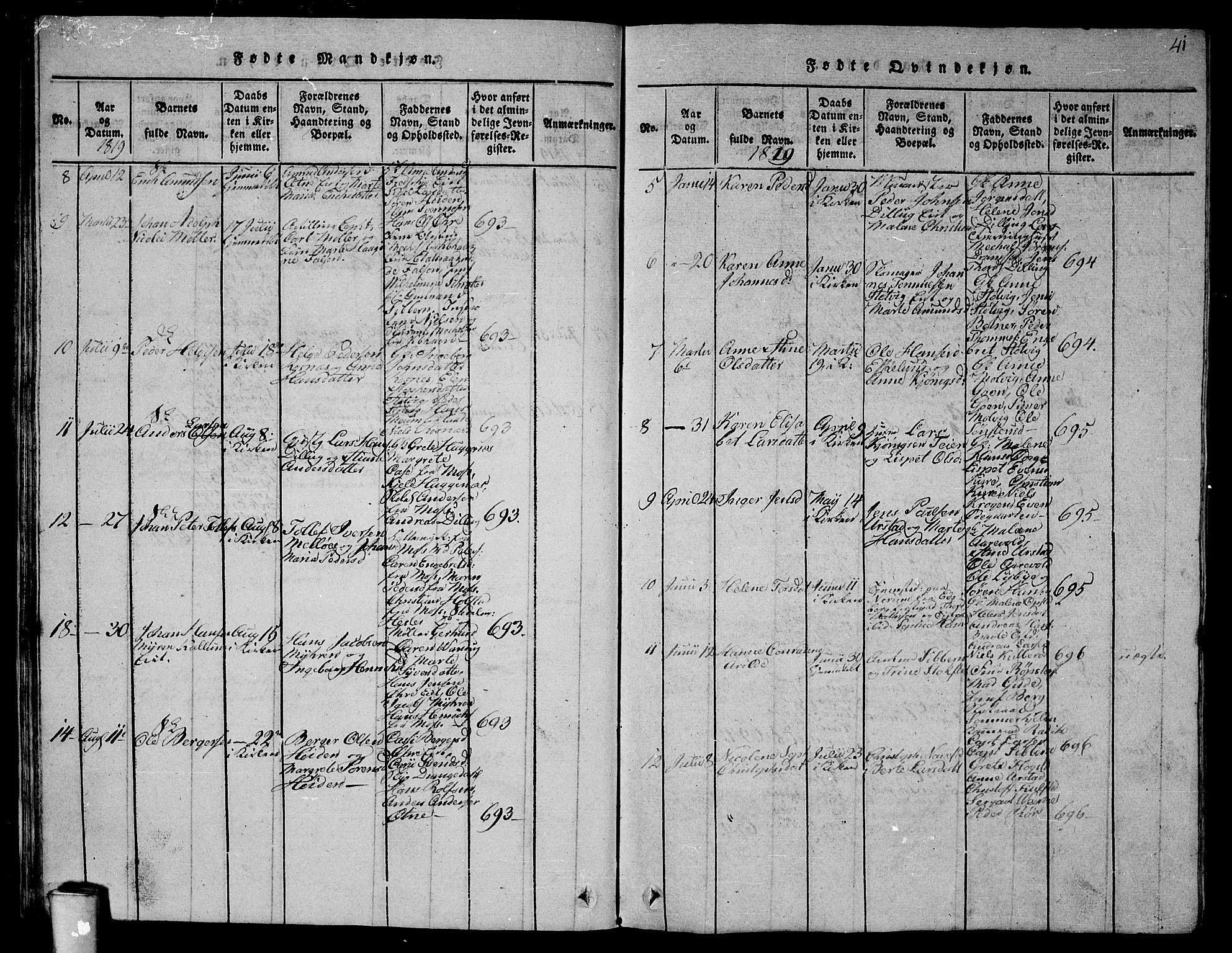 Rygge prestekontor Kirkebøker, SAO/A-10084b/G/Ga/L0001: Parish register (copy) no. 1, 1814-1871, p. 40-41