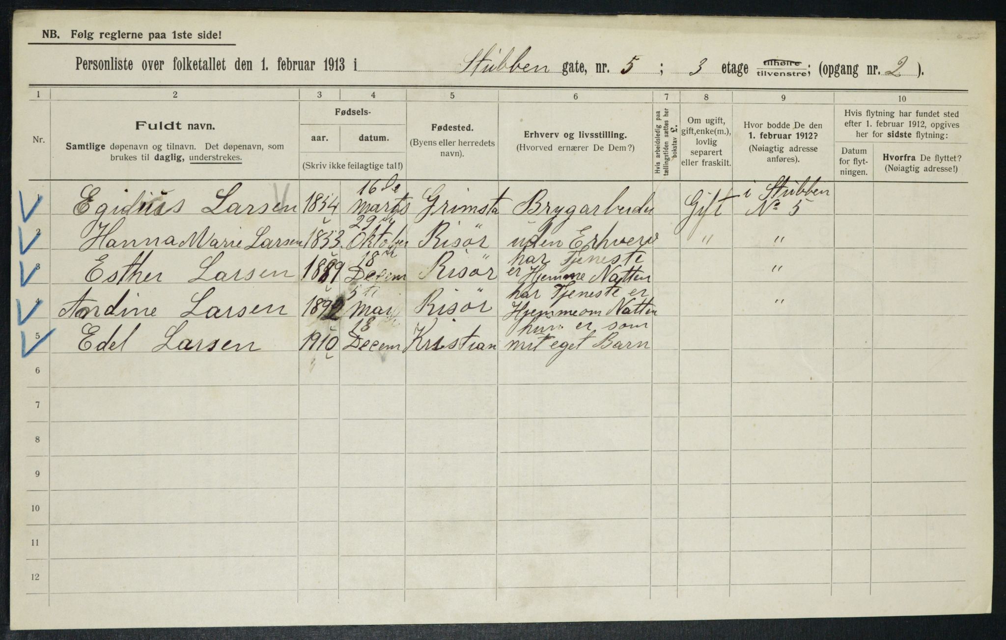 OBA, Municipal Census 1913 for Kristiania, 1913, p. 104605