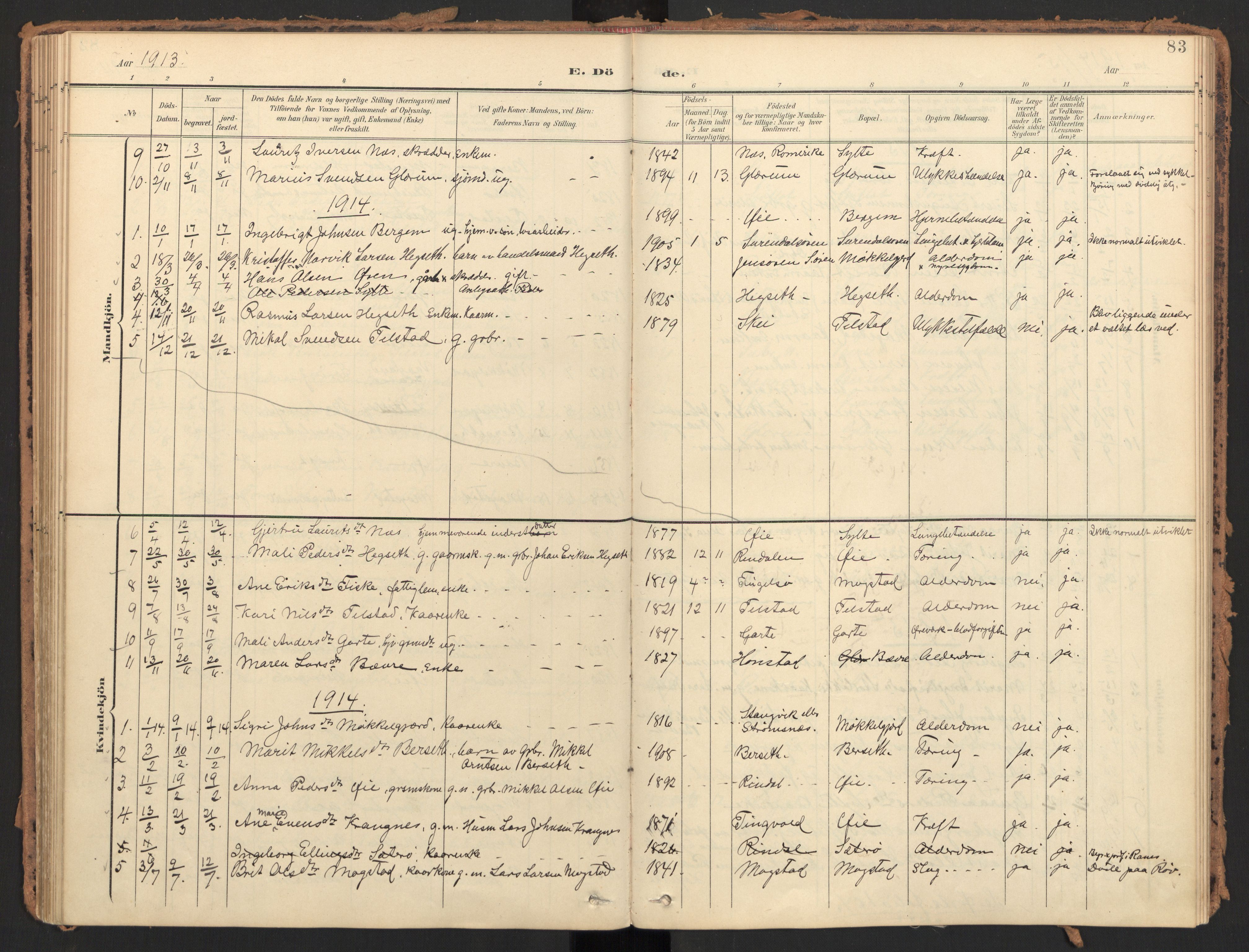 Ministerialprotokoller, klokkerbøker og fødselsregistre - Møre og Romsdal, SAT/A-1454/595/L1048: Parish register (official) no. 595A10, 1900-1917, p. 83