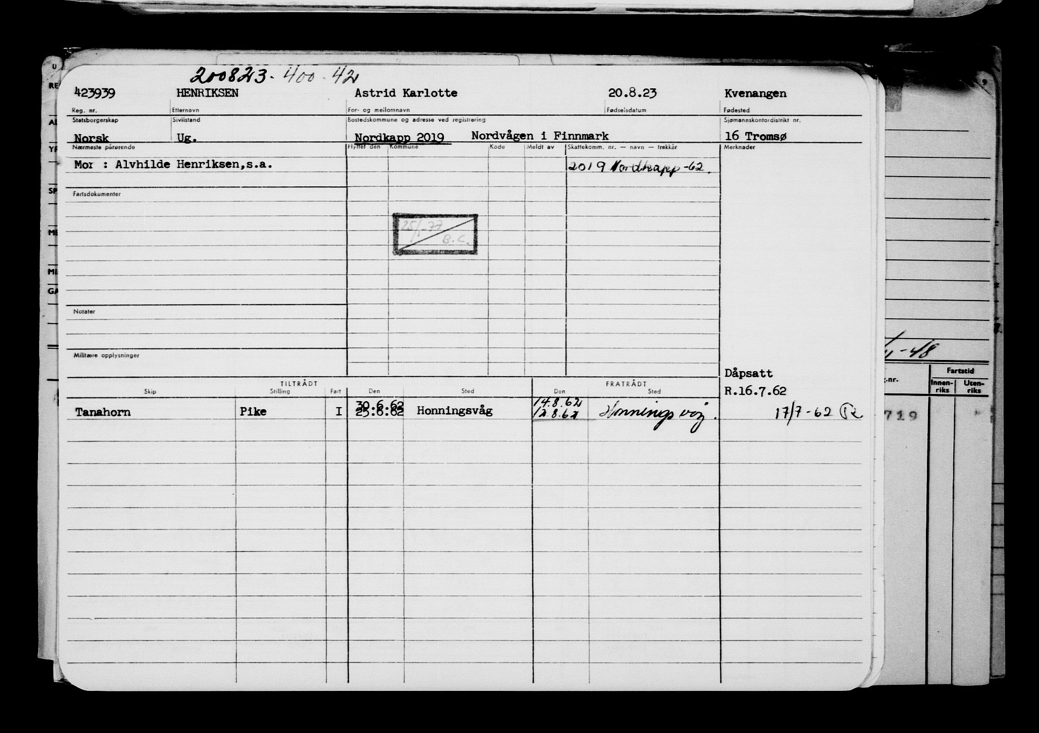 Direktoratet for sjømenn, AV/RA-S-3545/G/Gb/L0222: Hovedkort, 1923, p. 162