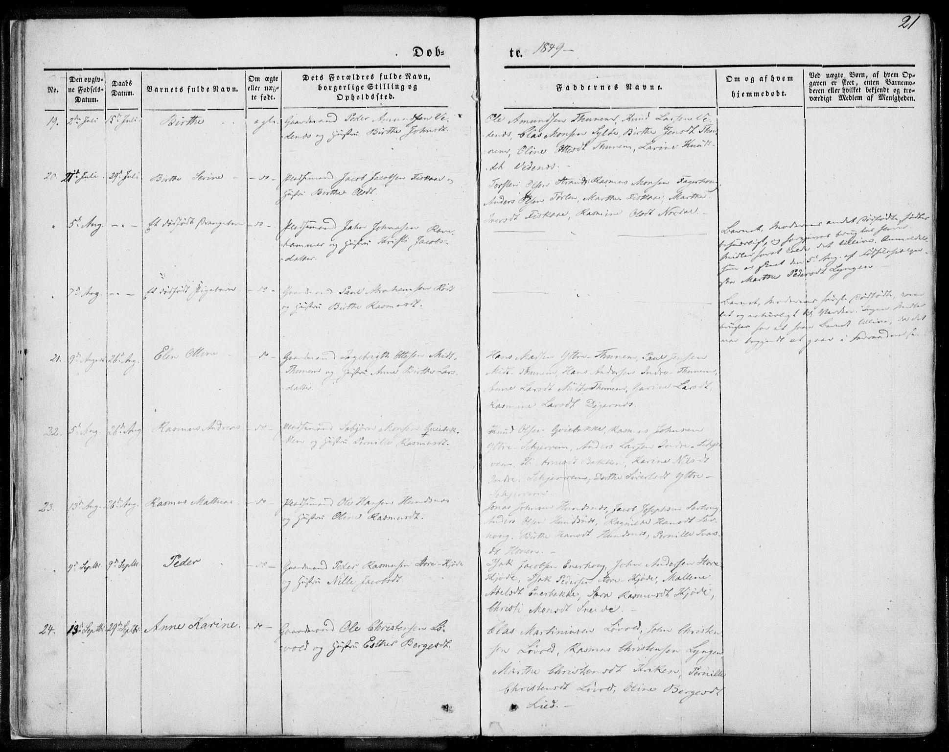 Ministerialprotokoller, klokkerbøker og fødselsregistre - Møre og Romsdal, SAT/A-1454/501/L0006: Parish register (official) no. 501A06, 1844-1868, p. 21