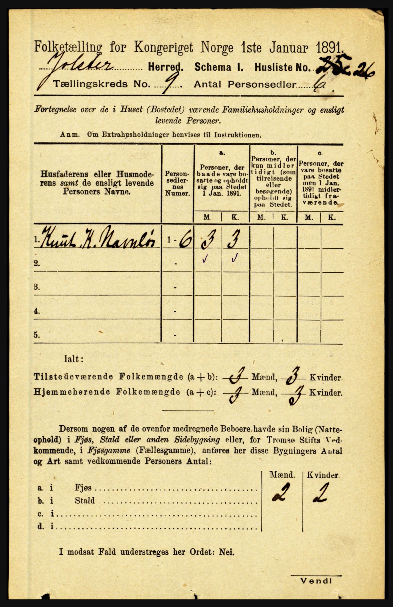 RA, 1891 census for 1431 Jølster, 1891, p. 3118