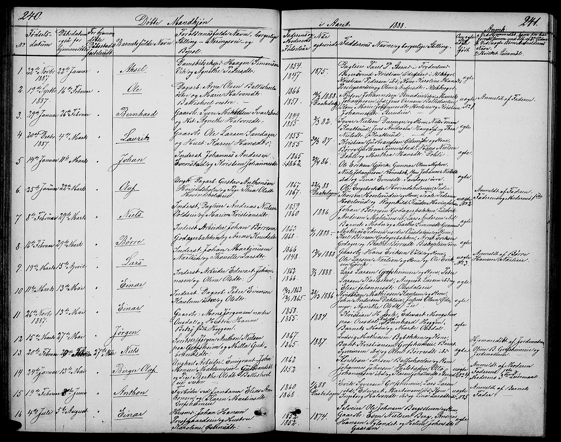 Nes prestekontor, Hedmark, SAH/PREST-020/L/La/L0005: Parish register (copy) no. 5, 1852-1889, p. 240-241