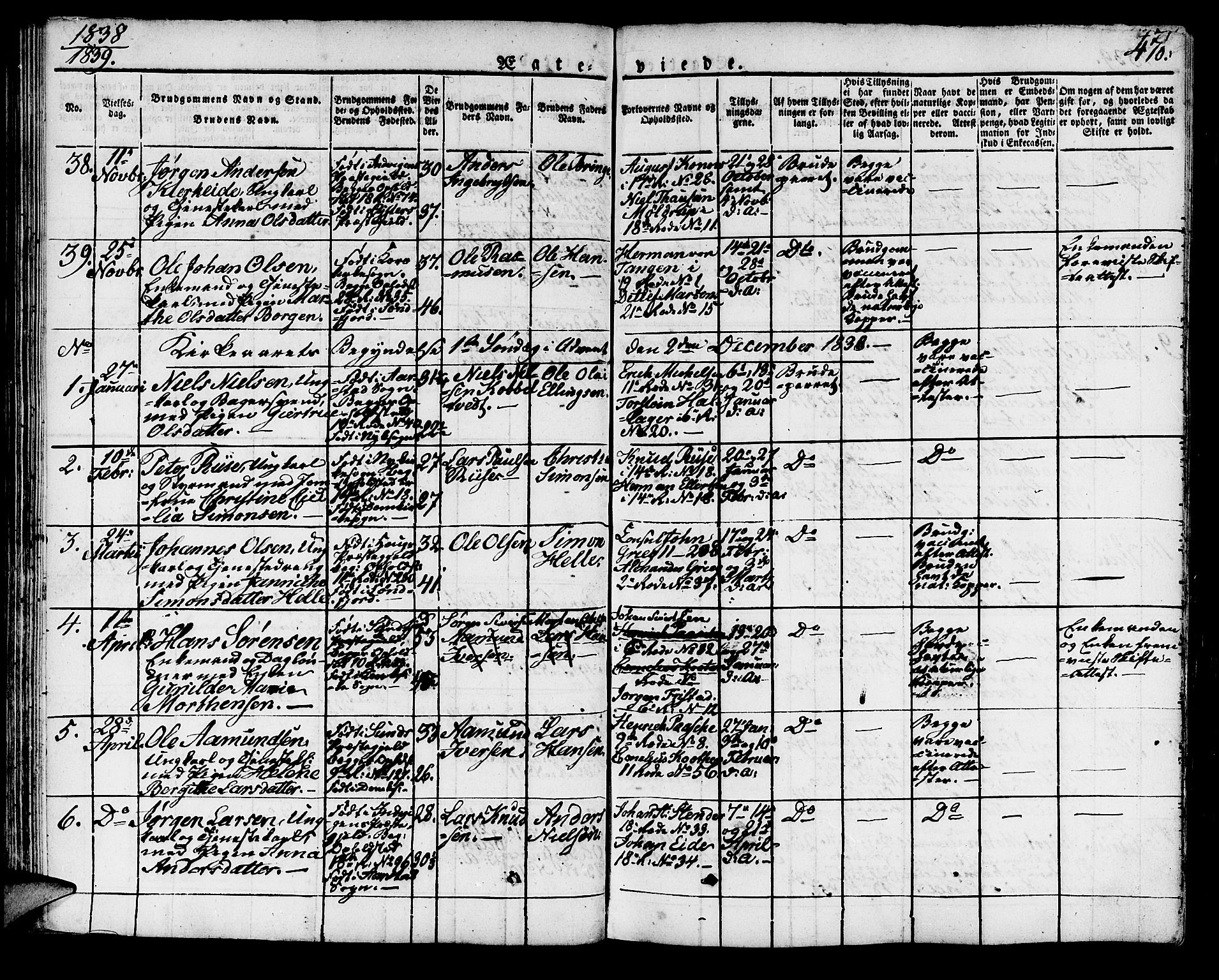 Domkirken sokneprestembete, SAB/A-74801/H/Haa/L0012: Parish register (official) no. A 12, 1821-1840, p. 470