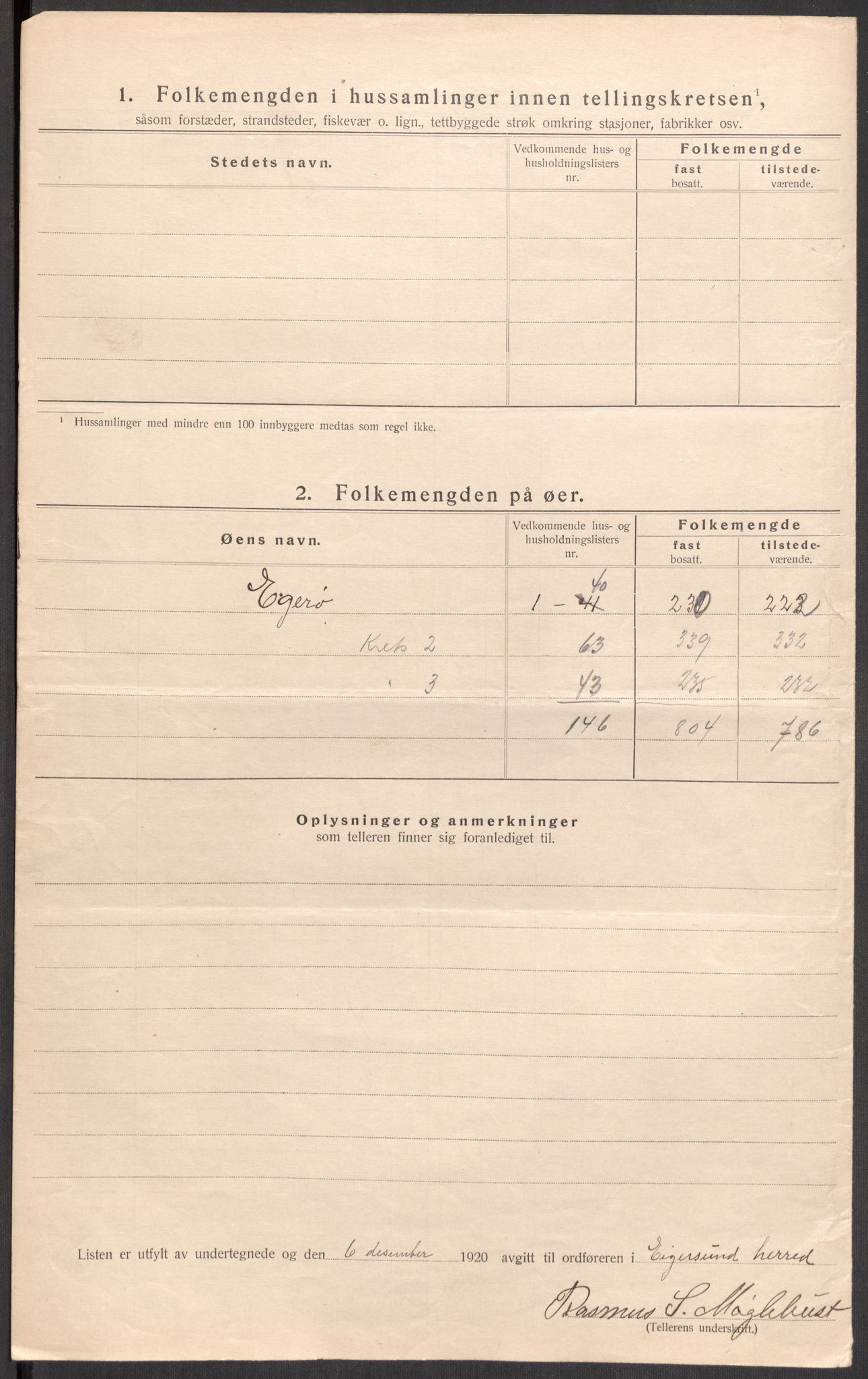 SAST, 1920 census for Eigersund, 1920, p. 9