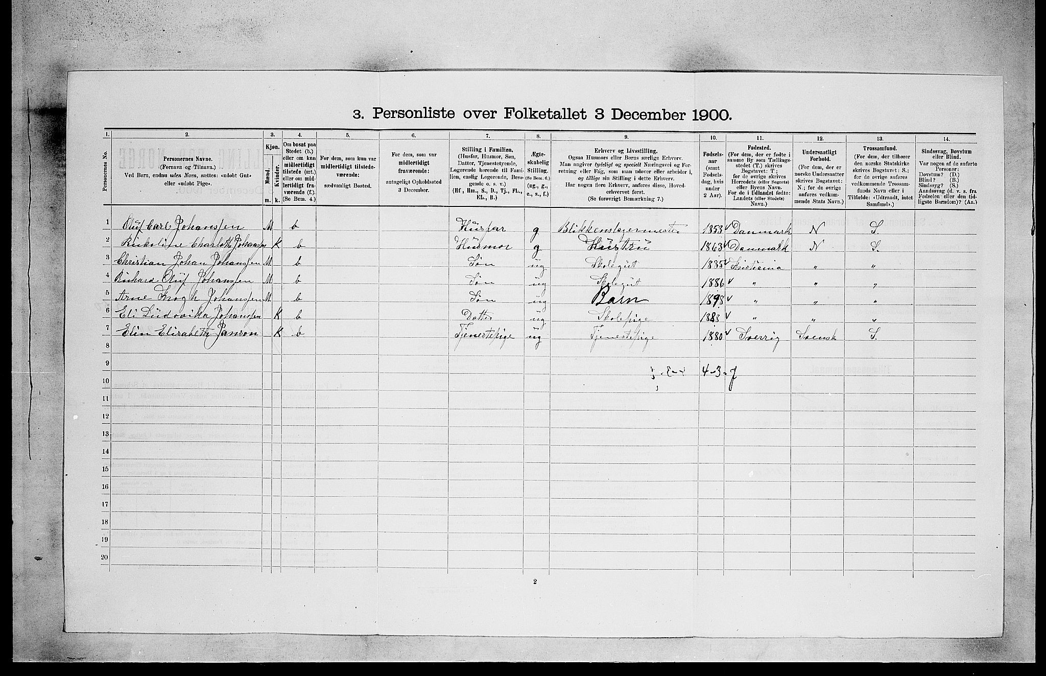 SAO, 1900 census for Kristiania, 1900, p. 6719