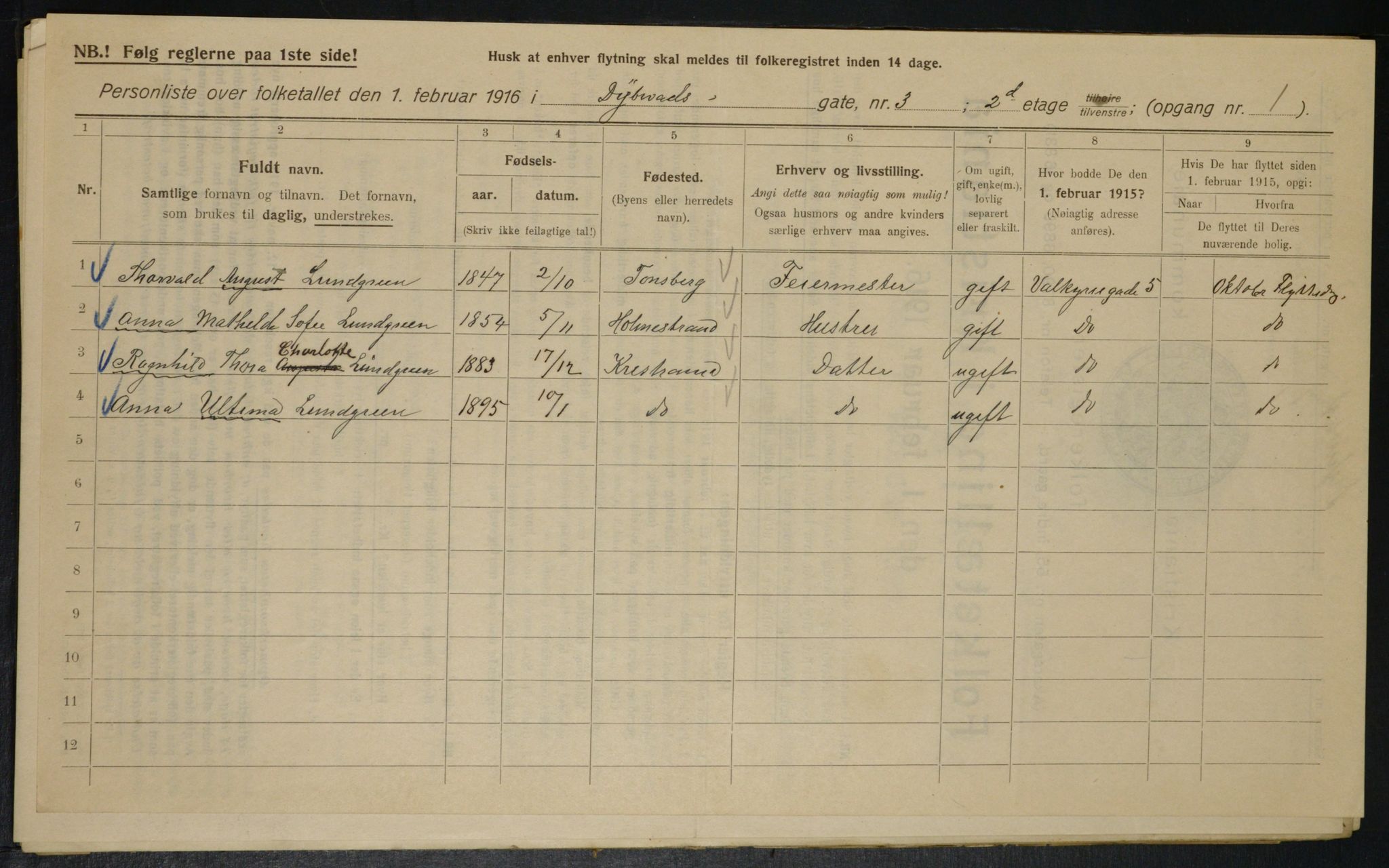 OBA, Municipal Census 1916 for Kristiania, 1916, p. 17571