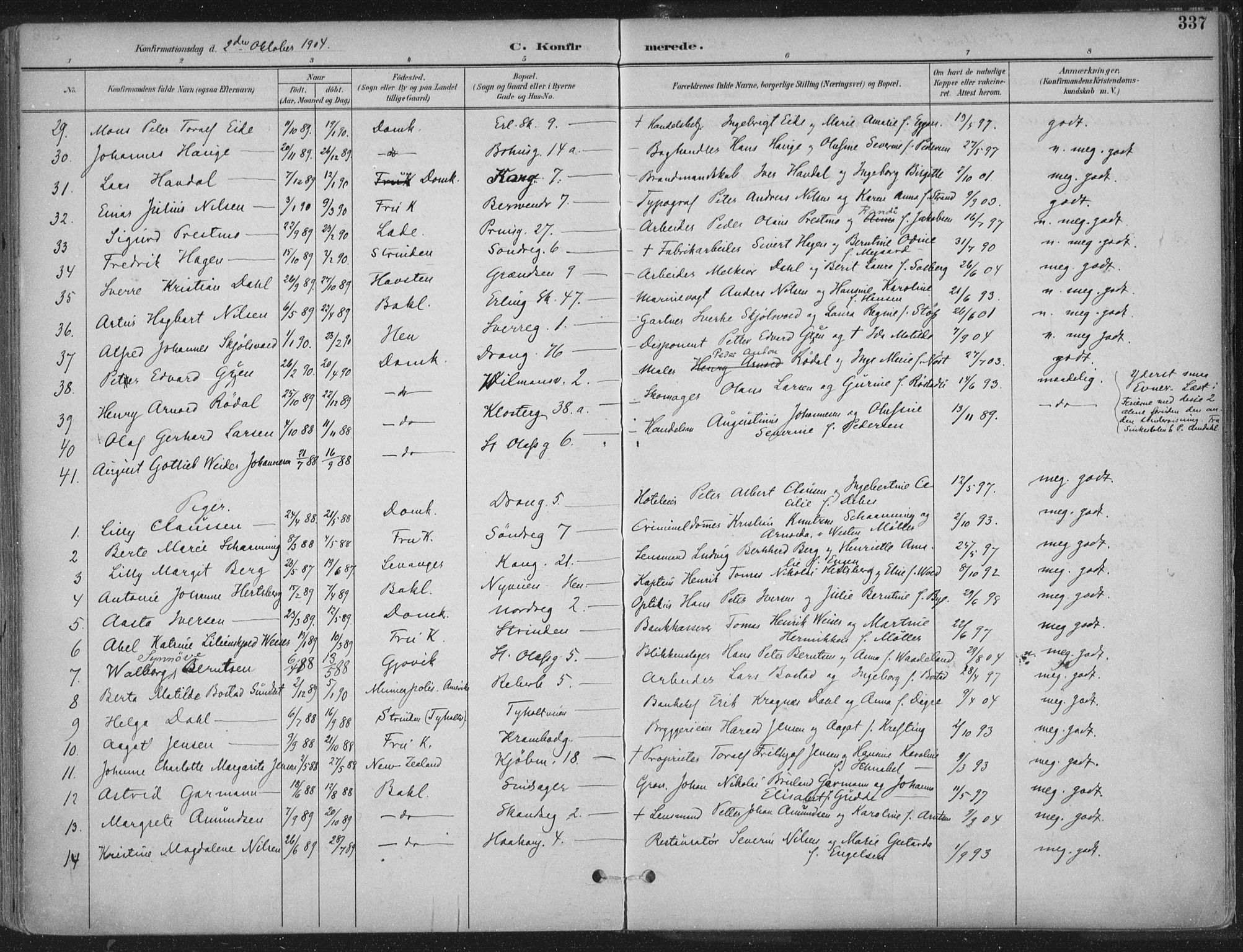 Ministerialprotokoller, klokkerbøker og fødselsregistre - Sør-Trøndelag, SAT/A-1456/601/L0062: Parish register (official) no. 601A30, 1891-1911, p. 337