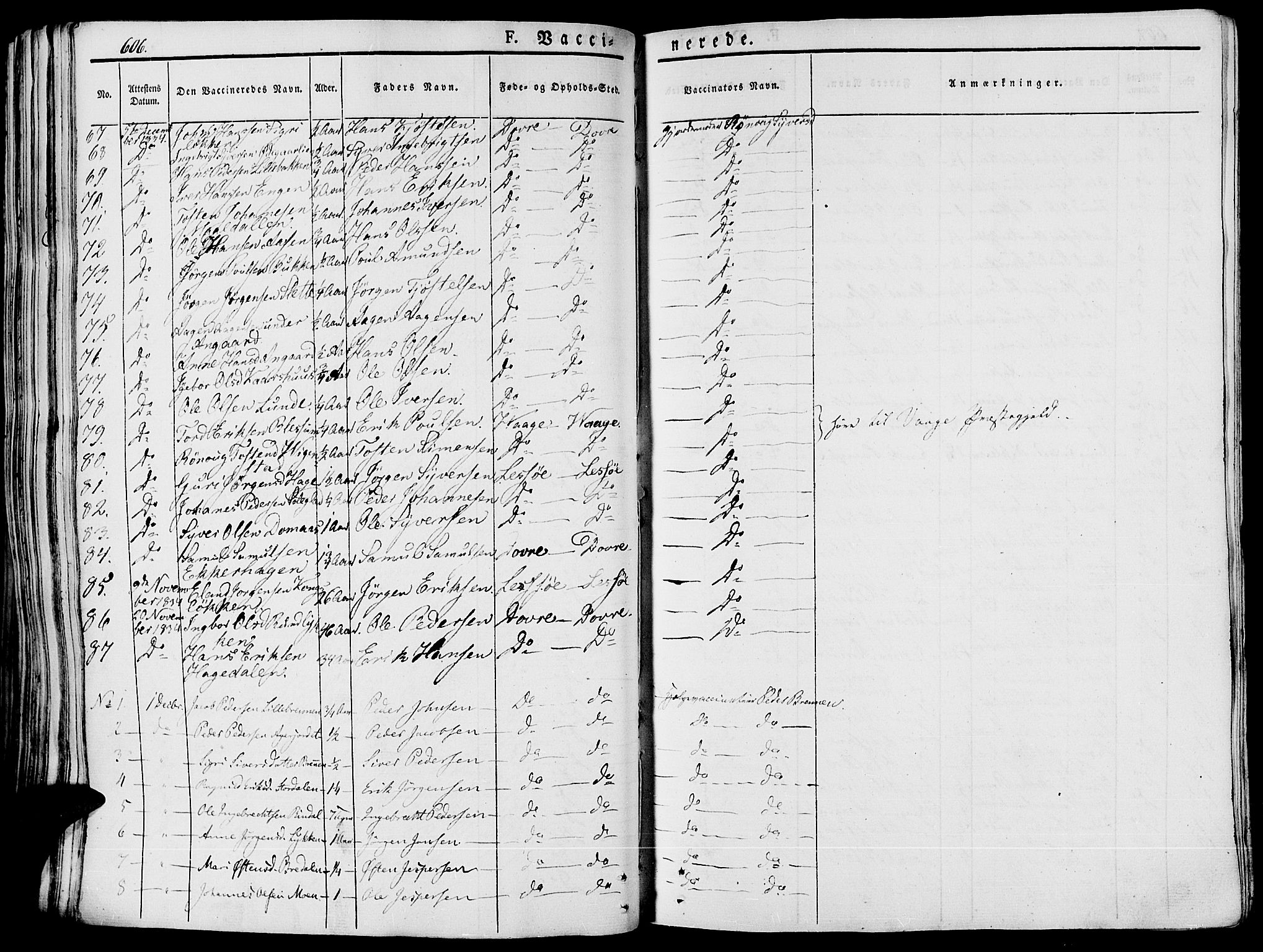 Lesja prestekontor, SAH/PREST-068/H/Ha/Haa/L0005: Parish register (official) no. 5, 1830-1842, p. 606
