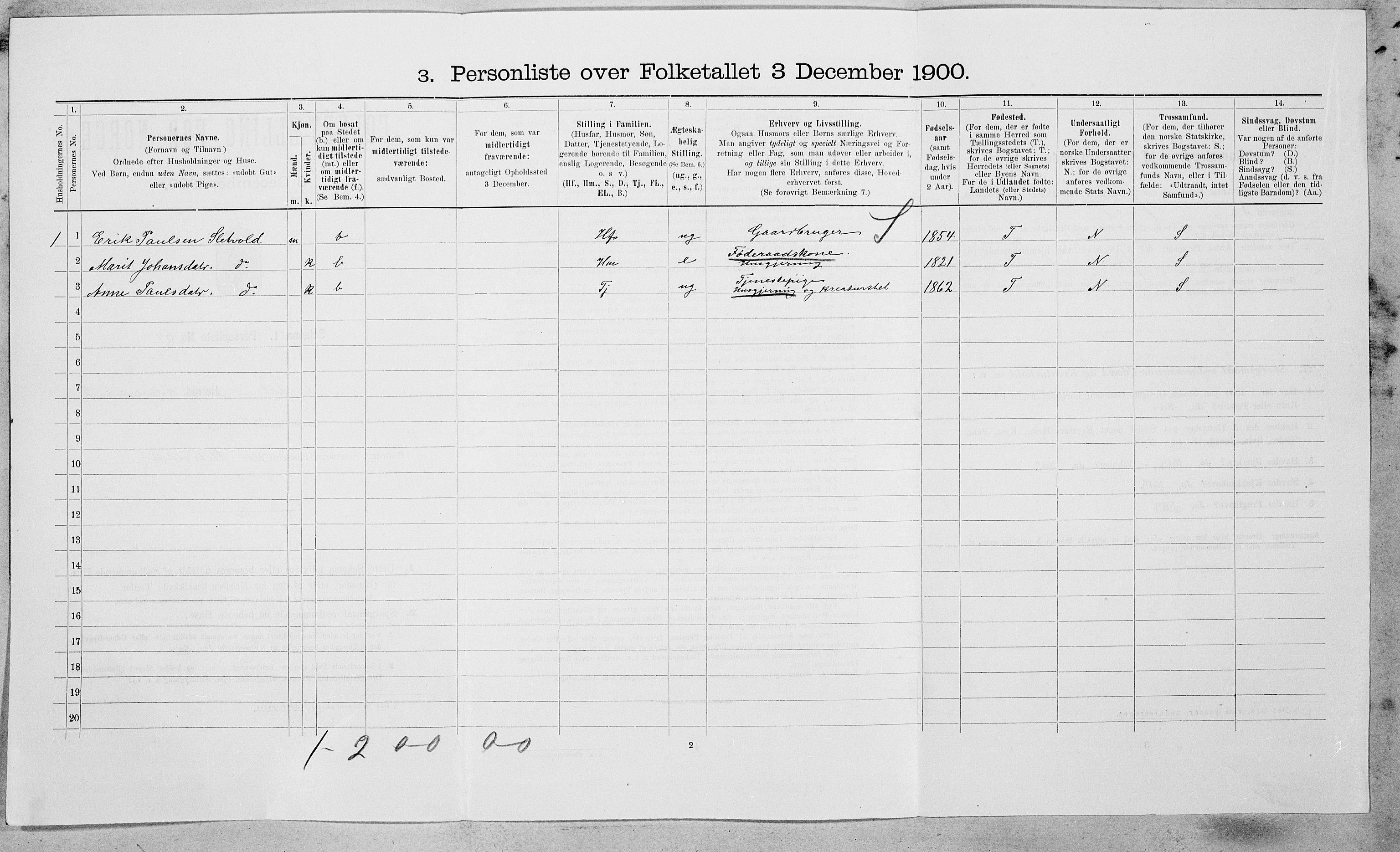 SAT, 1900 census for Oppdal, 1900, p. 297