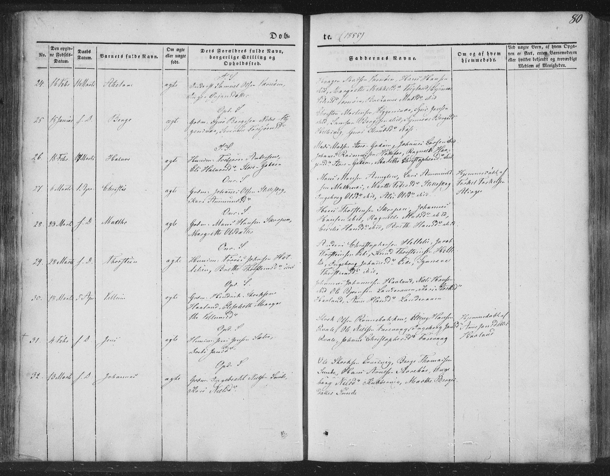 Tysnes sokneprestembete, AV/SAB-A-78601/H/Haa: Parish register (official) no. A 10, 1848-1859, p. 80