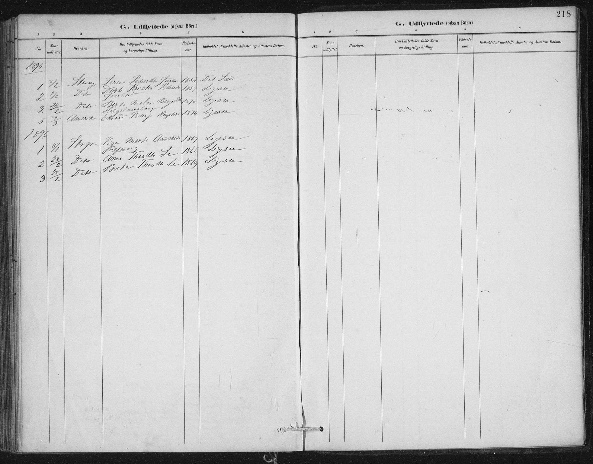 Nedstrand sokneprestkontor, SAST/A-101841/01/IV: Parish register (official) no. A 12, 1887-1915, p. 218