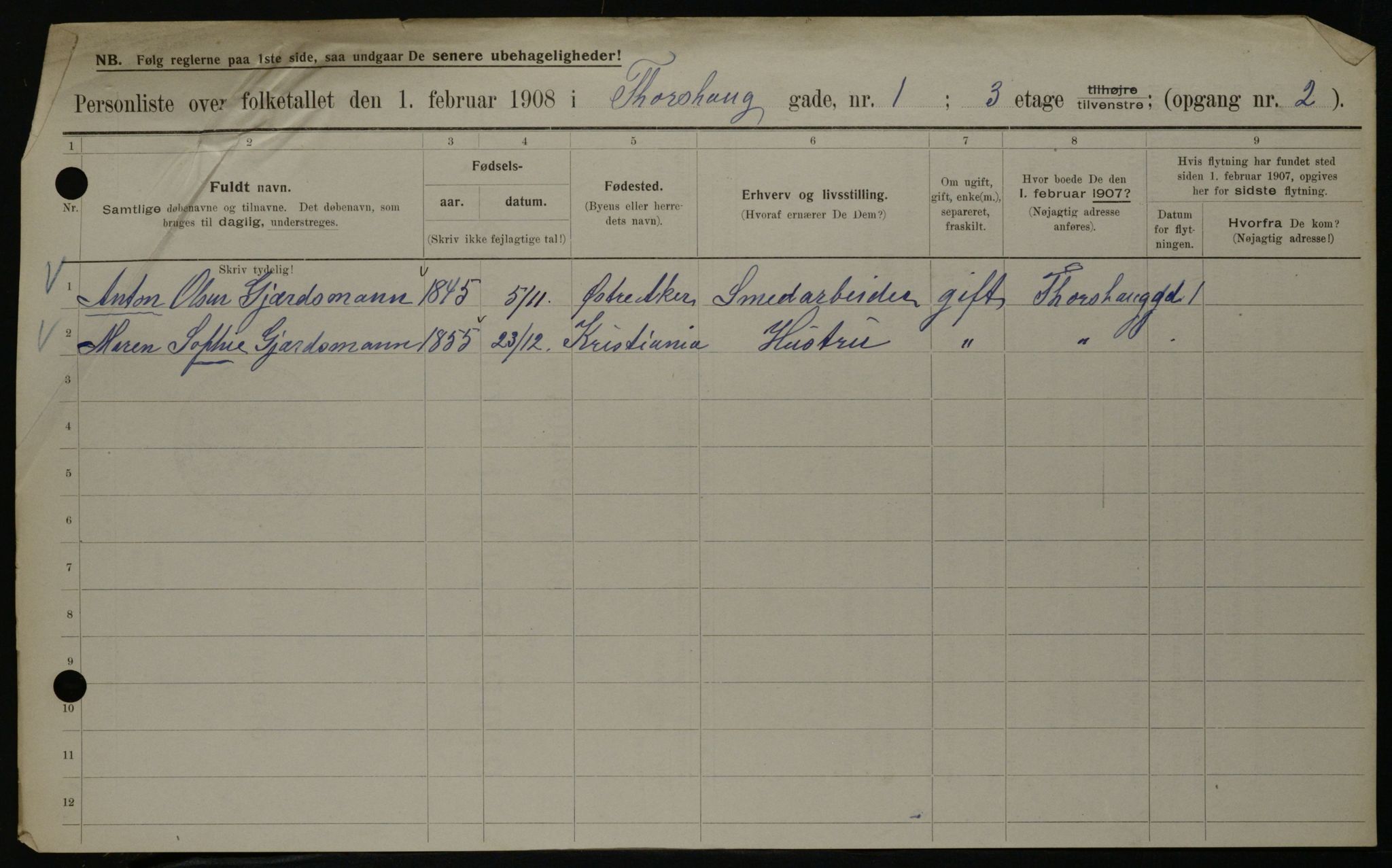 OBA, Municipal Census 1908 for Kristiania, 1908, p. 102949