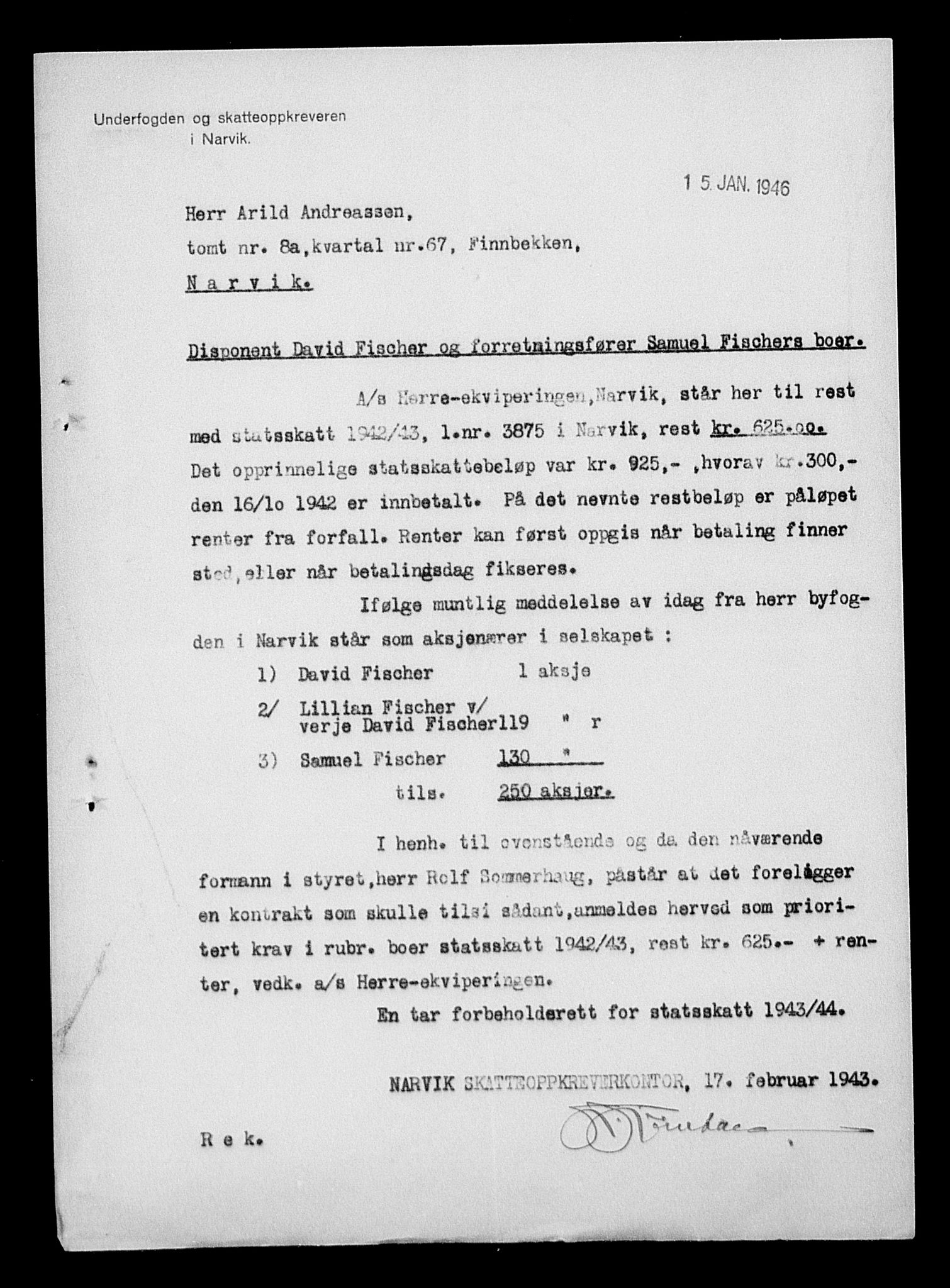 Justisdepartementet, Tilbakeføringskontoret for inndratte formuer, AV/RA-S-1564/H/Hc/Hcb/L0913: --, 1945-1947, p. 189