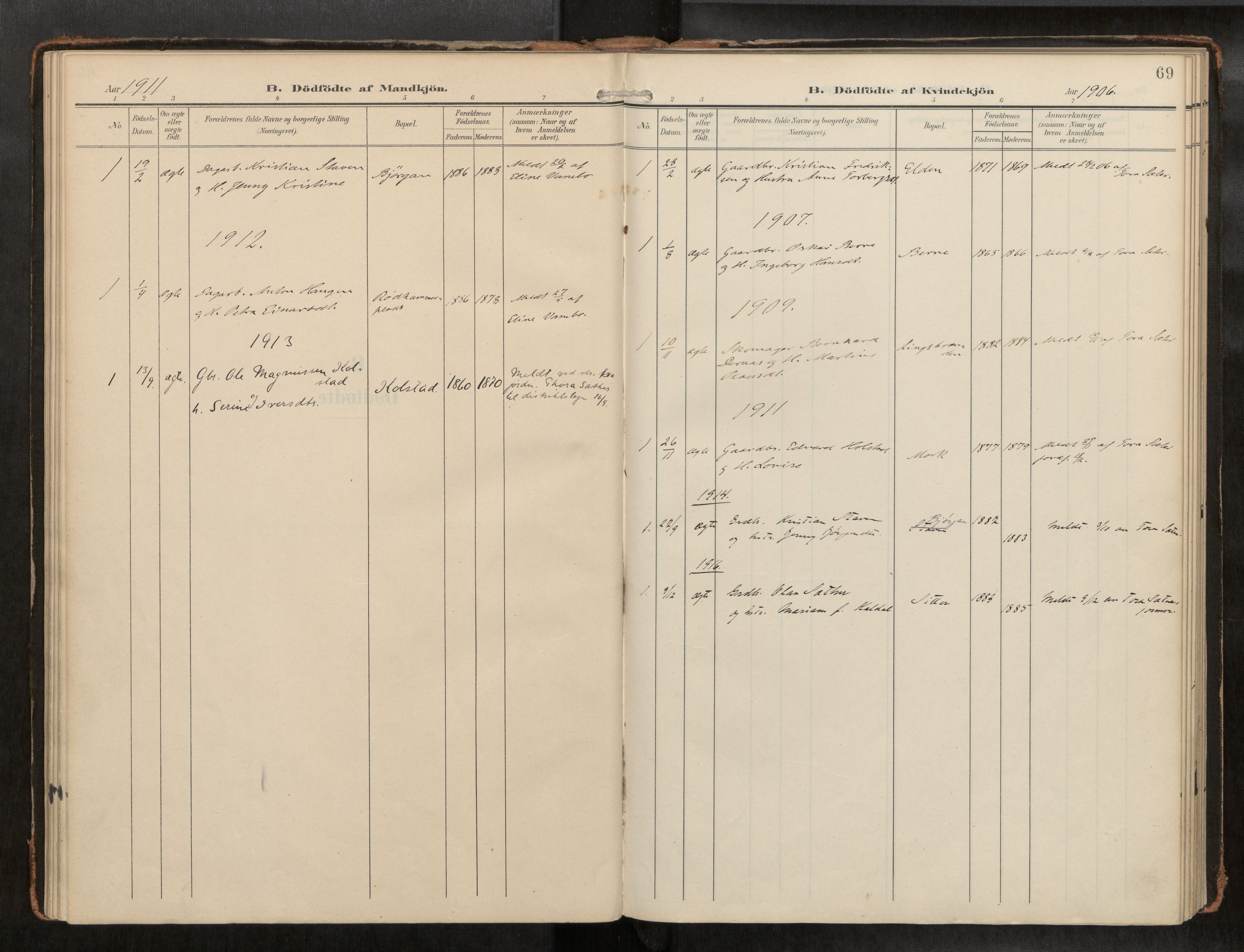 Ministerialprotokoller, klokkerbøker og fødselsregistre - Nord-Trøndelag, SAT/A-1458/742/L0409a: Parish register (official) no. 742A03, 1906-1924, p. 69