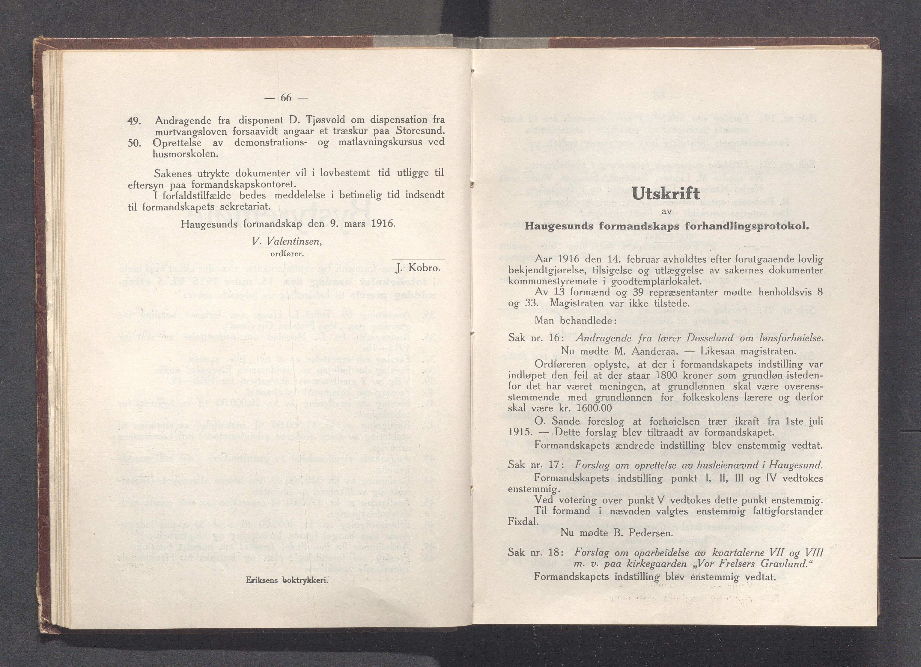 Haugesund kommune - Formannskapet og Bystyret, IKAR/A-740/A/Abb/L0002: Bystyreforhandlinger, 1908-1917, p. 704