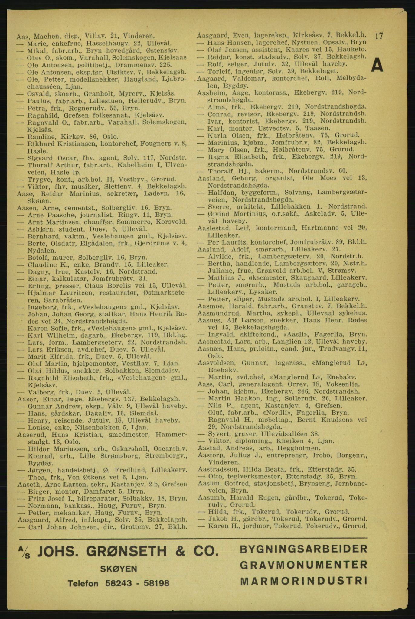 Aker adressebok/adressekalender, PUBL/001/A/004: Aker adressebok, 1929, p. 17