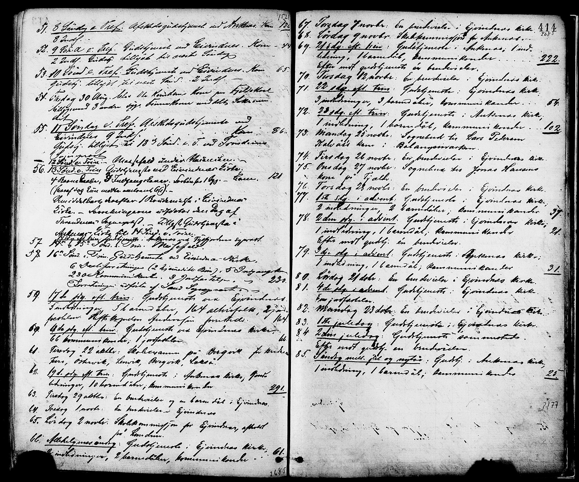 Ministerialprotokoller, klokkerbøker og fødselsregistre - Nordland, SAT/A-1459/863/L0897: Parish register (official) no. 863A09, 1872-1886, p. 414