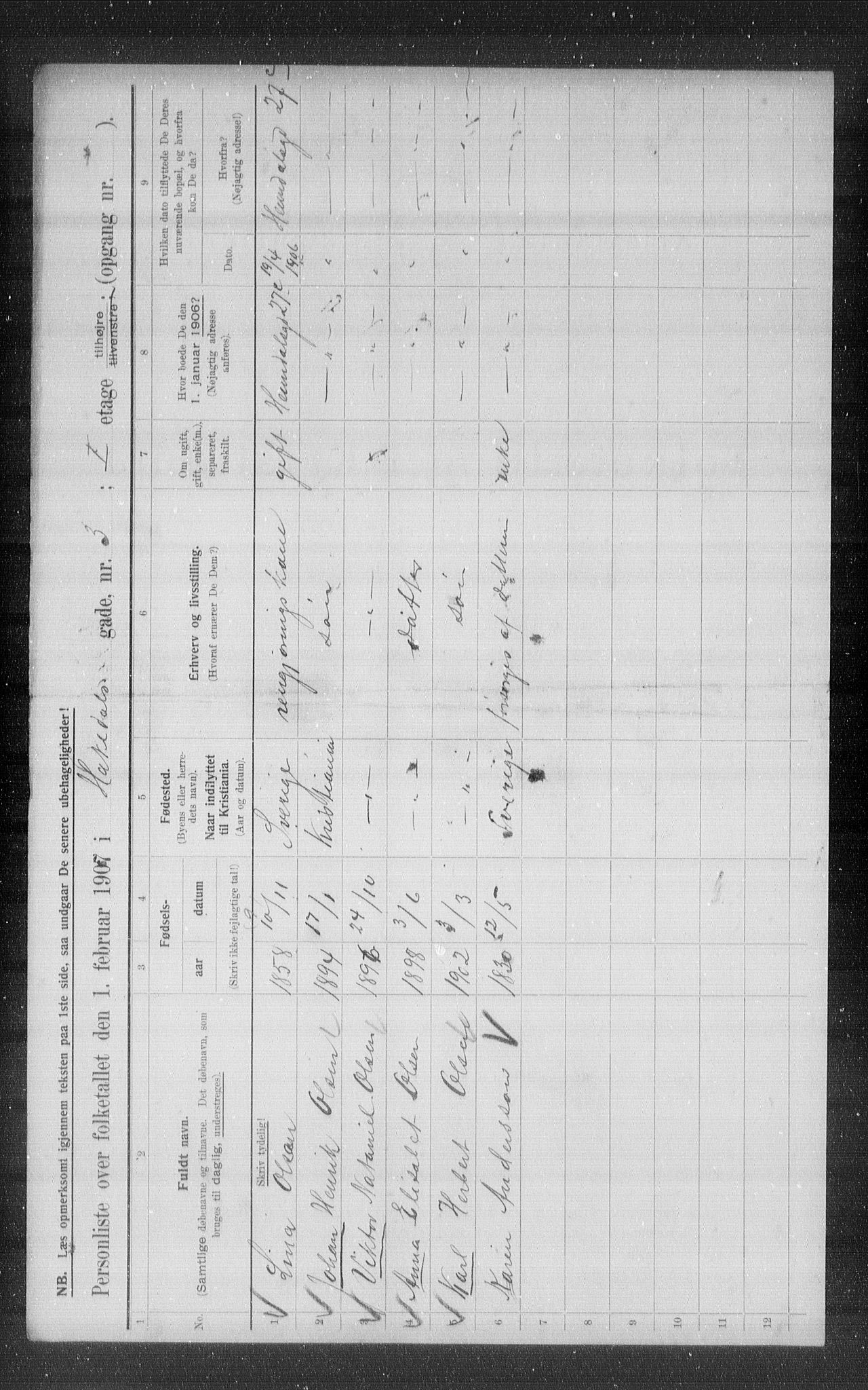 OBA, Municipal Census 1907 for Kristiania, 1907, p. 17446