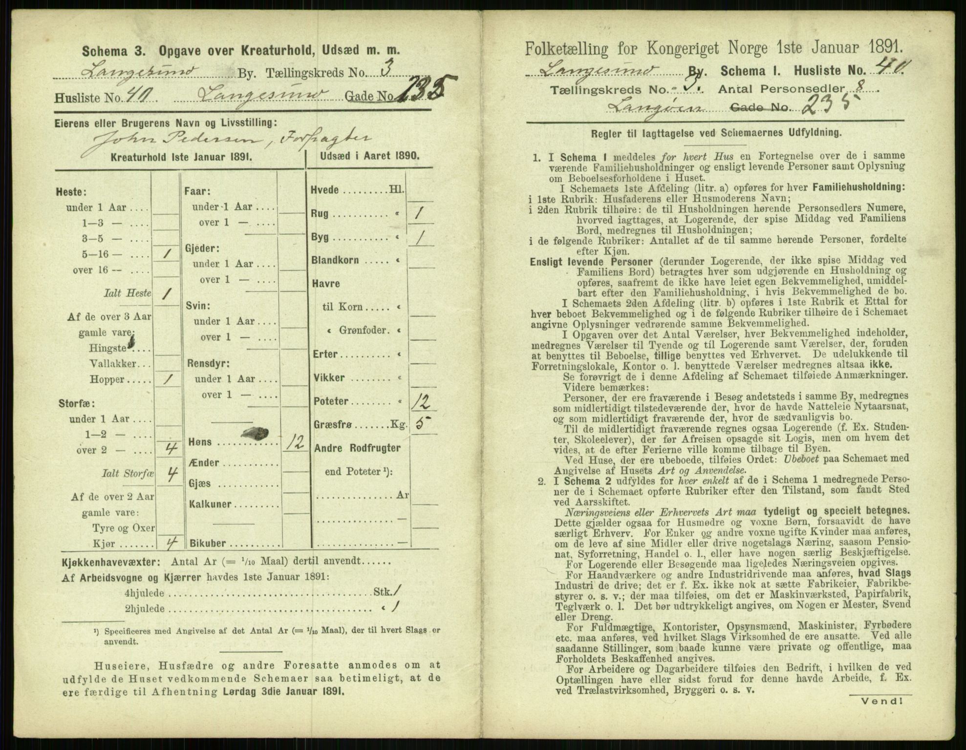 RA, 1891 census for 0802 Langesund, 1891, p. 268