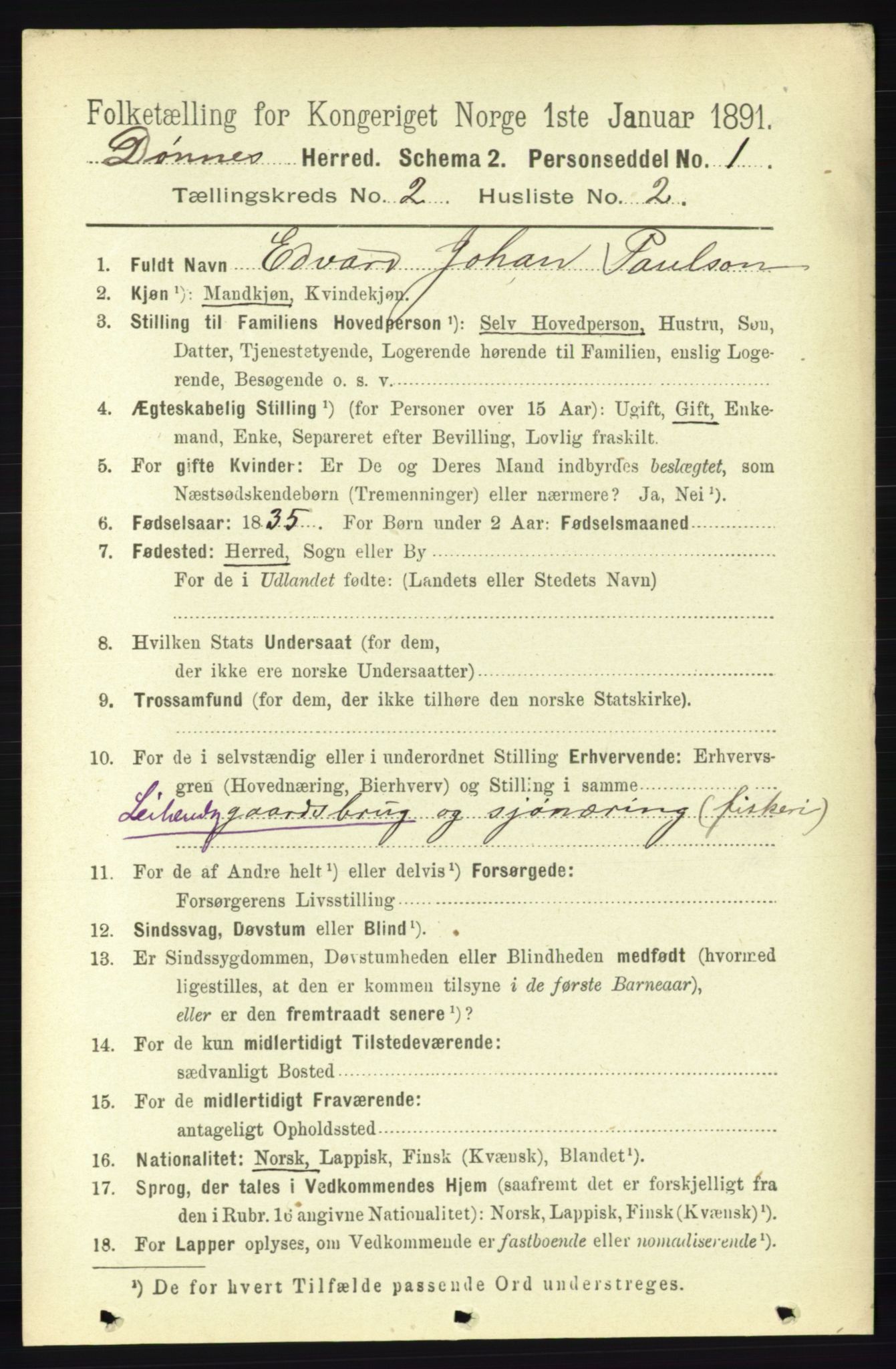 RA, 1891 census for 1827 Dønnes, 1891, p. 704