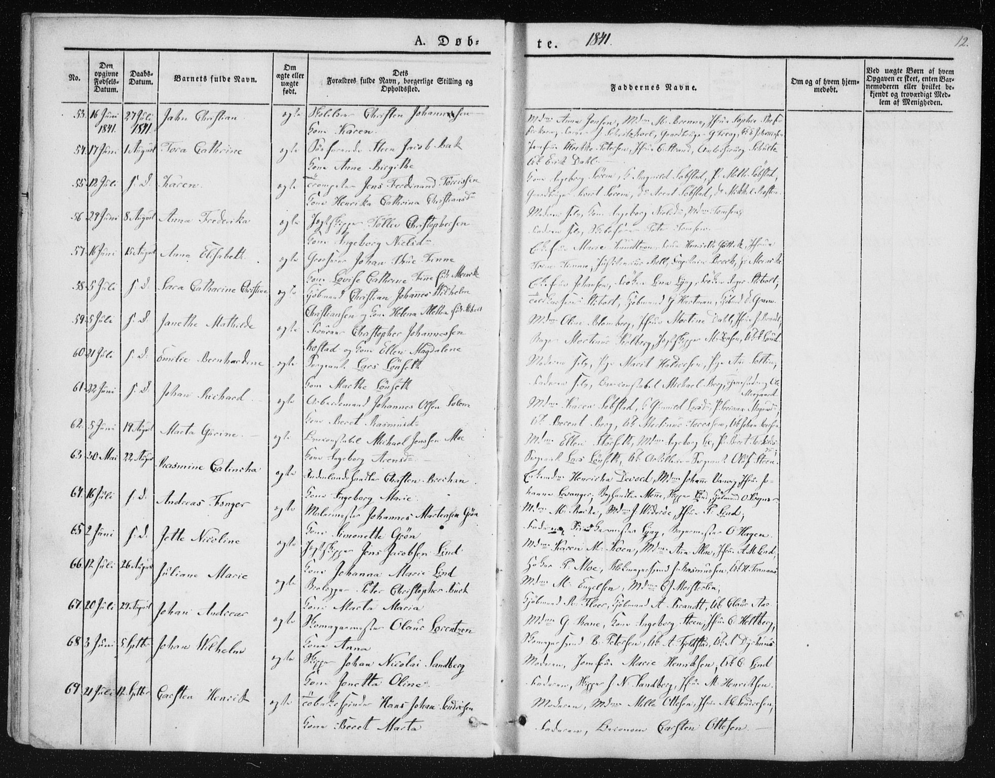 Ministerialprotokoller, klokkerbøker og fødselsregistre - Sør-Trøndelag, AV/SAT-A-1456/602/L0110: Parish register (official) no. 602A08, 1840-1854, p. 12